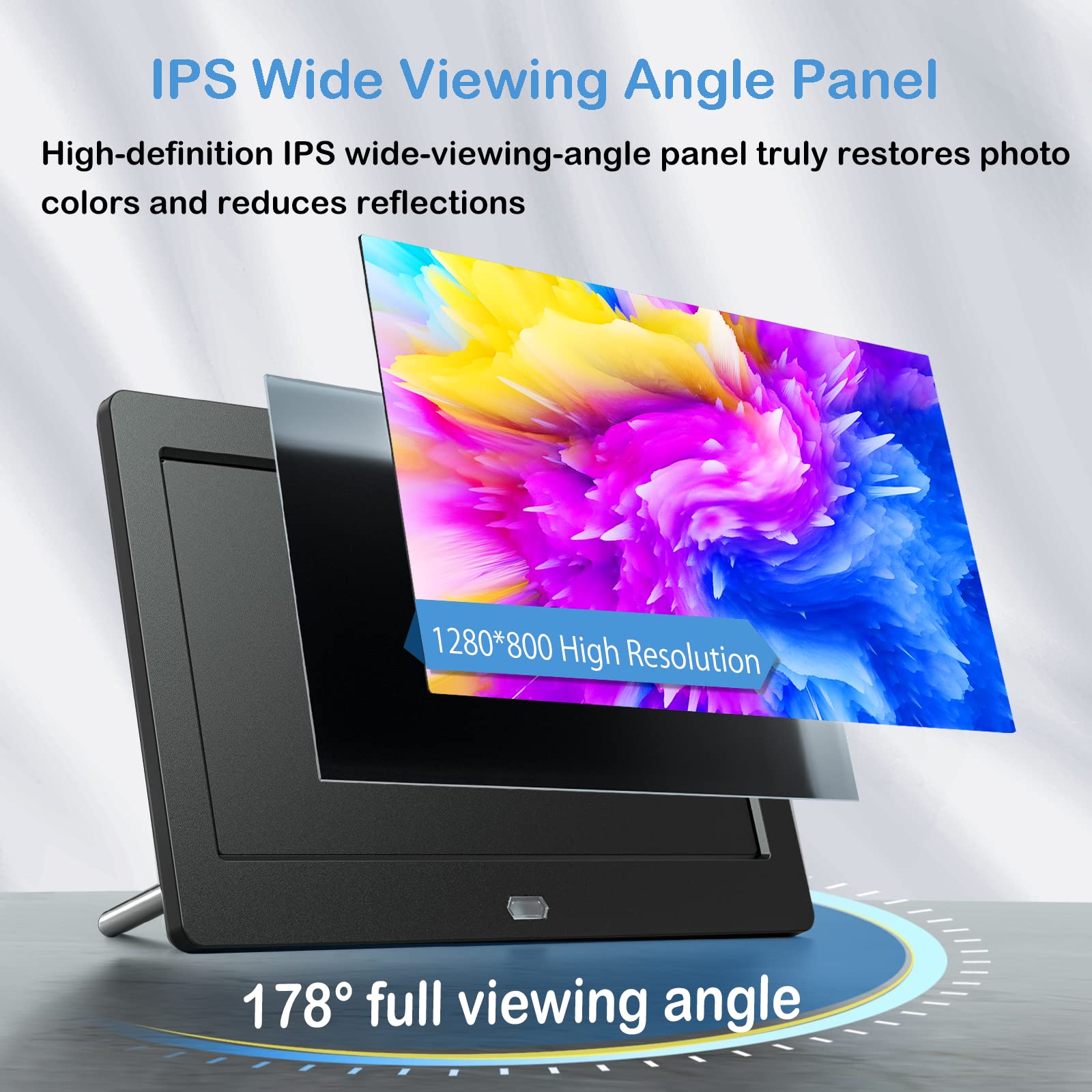 Atatat Digital Picture Frame With High Resolution 1280X800 16:9 Ips Screen/1080P 720P Video Player/Stereo/Mp3/Auto Rotate/Calend