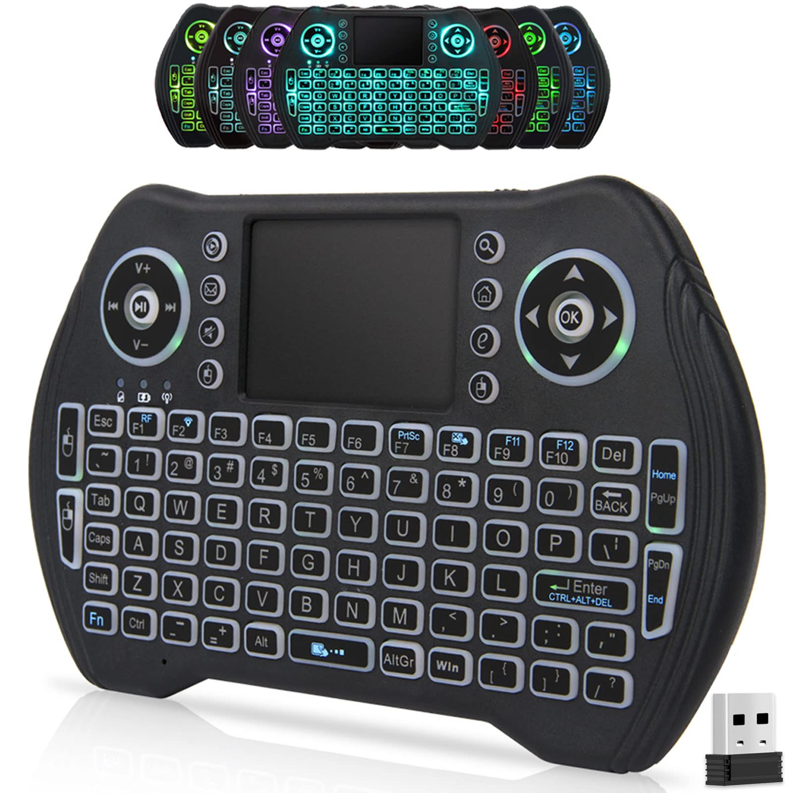 Bl Mini Wireless Keyboard Remote Control With Touchpad Mouse Combo, Backlit 2.4Ghz Mini Keyboard Wireless Usb Dongle Rechargeabl