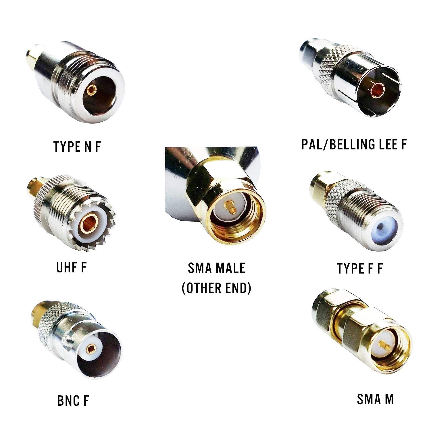 Rtl Sdr Blog Sma Male To Sma M, Bnc F, Type N F, Type F F, Uhf F, Pal F Straight Adapters Kit