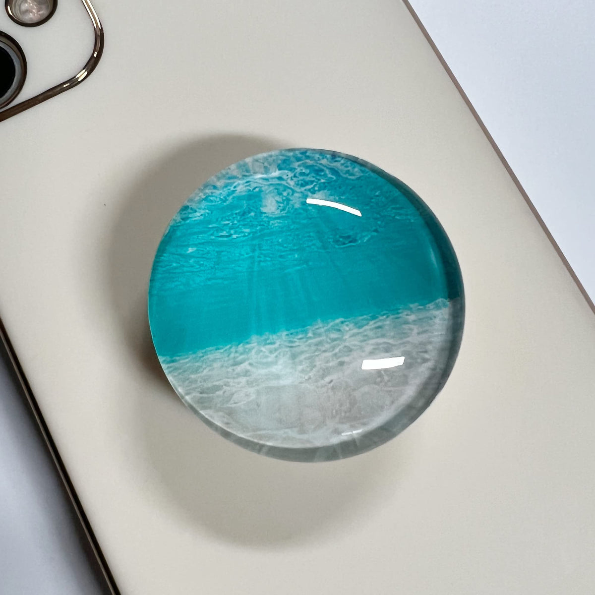 Wuyulb Clear Crystal Collapsible Expandiing Mobile Phone Grip Stand Holder For Smartphones And Tablets Cell Phone Accessory (Sea