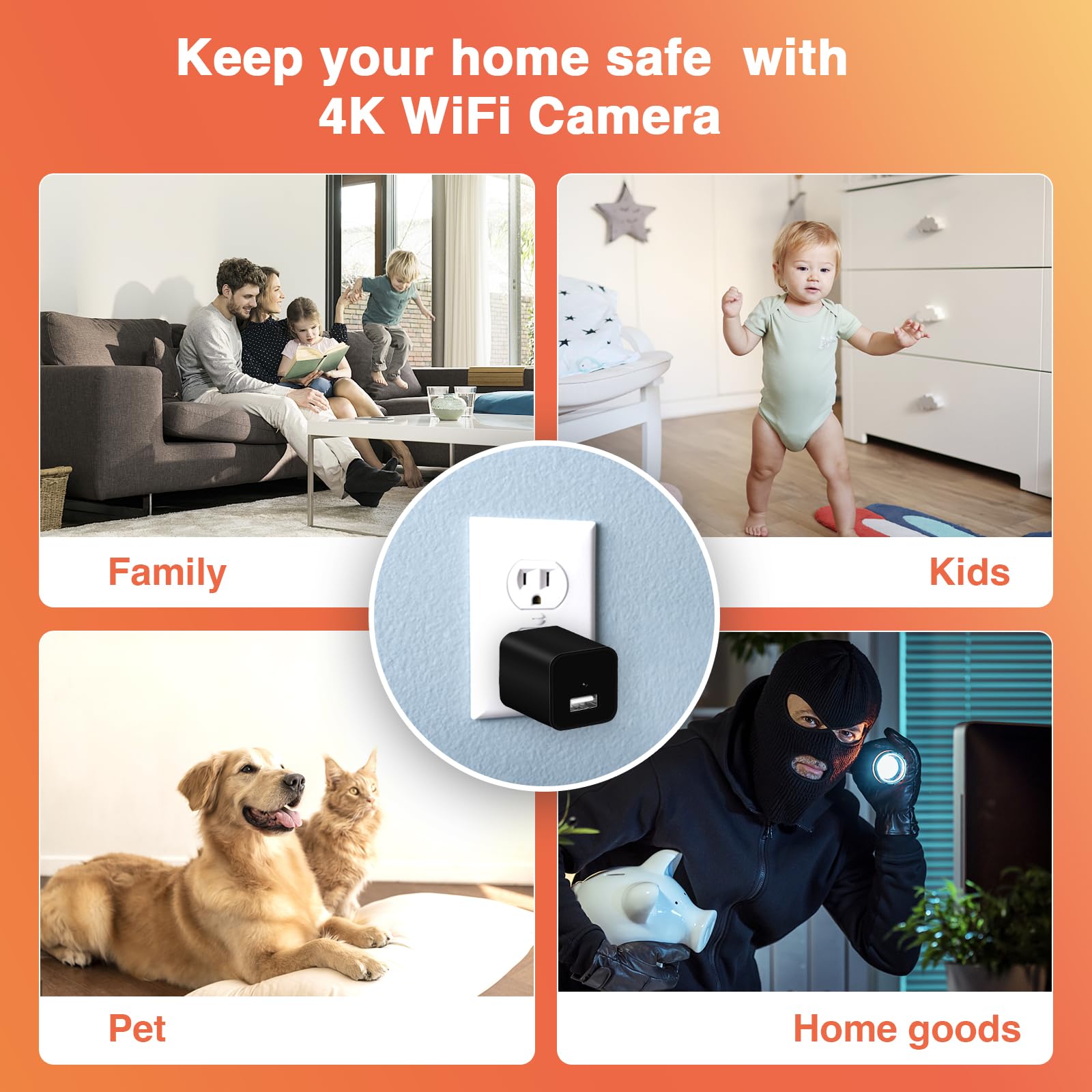 Xxaxx Hidden Wifi Camera,4K Ultra Hd Small Nanny Cam With Remote View Live Video To Phone, Motion Detection, Sd Card Slot, Phone