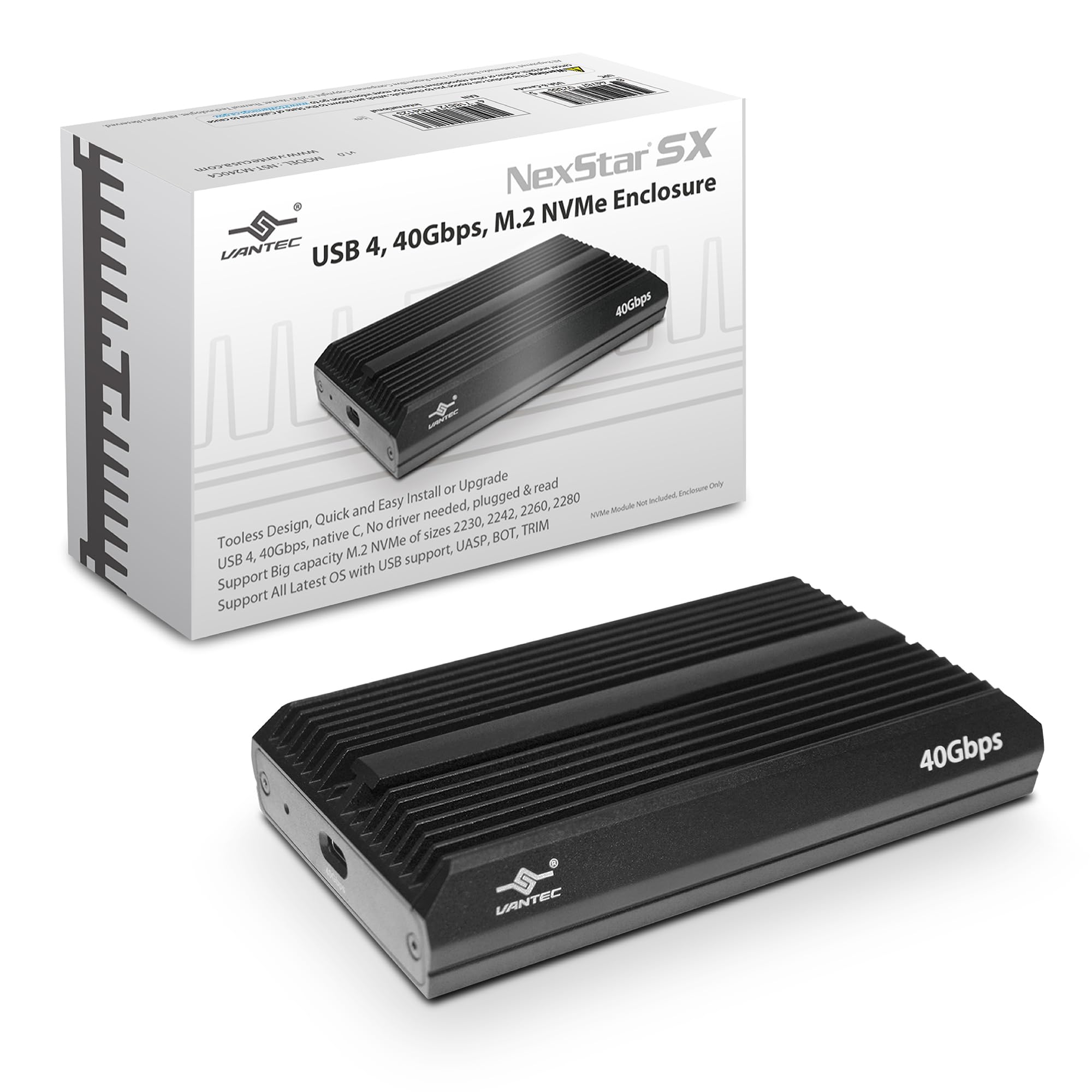 Vantec NSTM240C4 NexStar SX USB 4 40Gbps M.2 NVMe Enclosure Retail