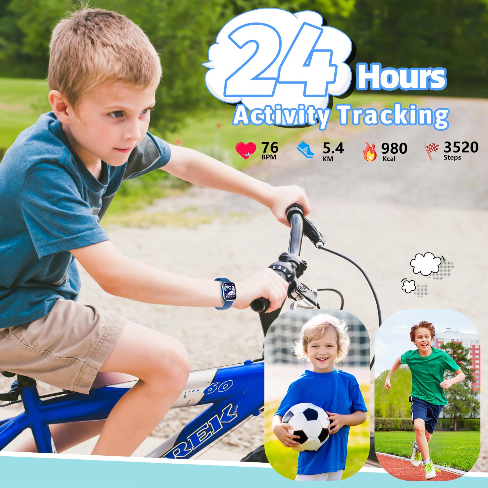 Smart Watch For Kids Fitness Tracker No Phone/App Needed,19 Sport Mode,1.5 '' Diy Dial,Ip68 Waterproof,Sleep Monitor,Pedometers,