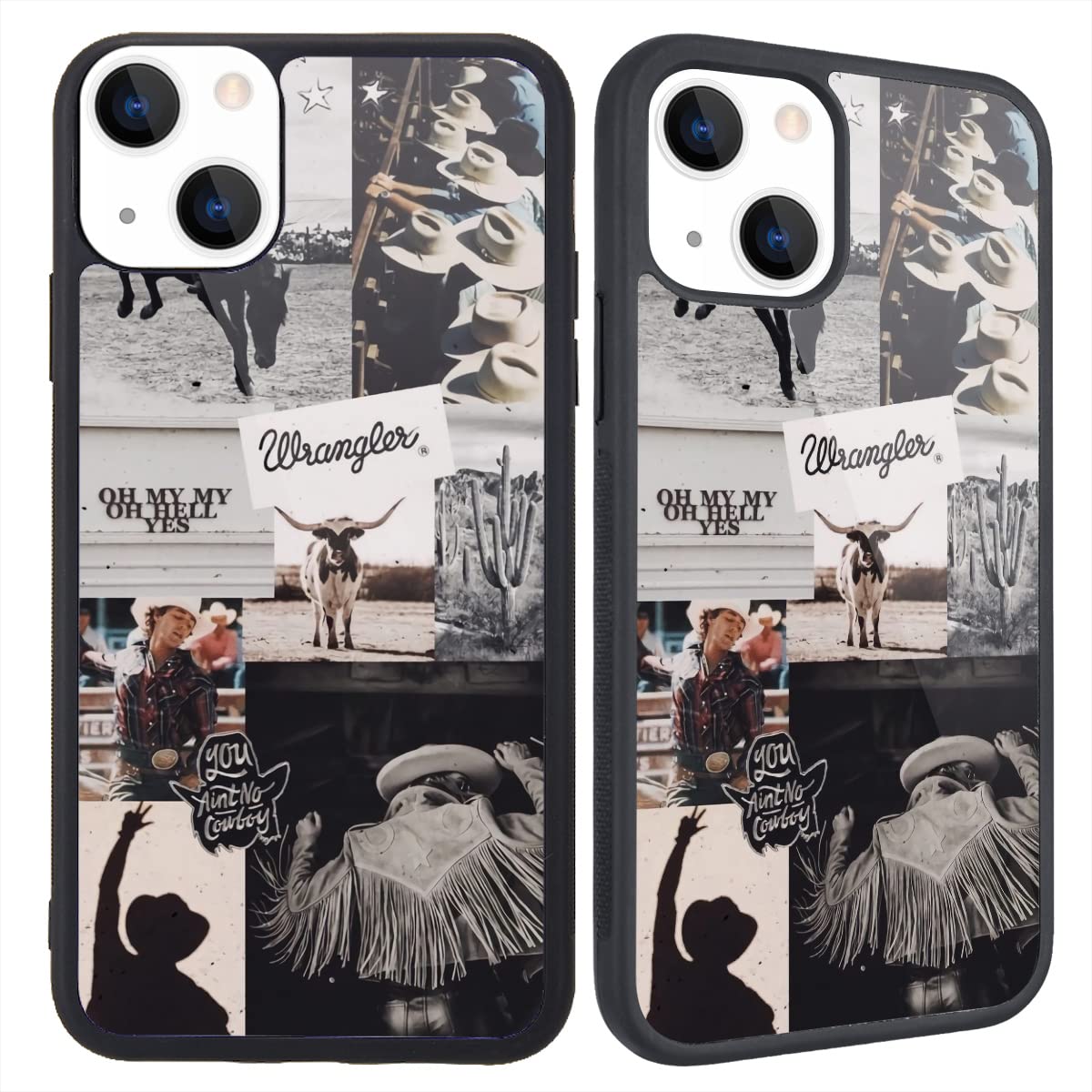 Maycari For Western Iphone 13 Pro Case, Retro Cowgirl Cowboy Collage Howdy Boho Horses Western Case With Country Design For Men