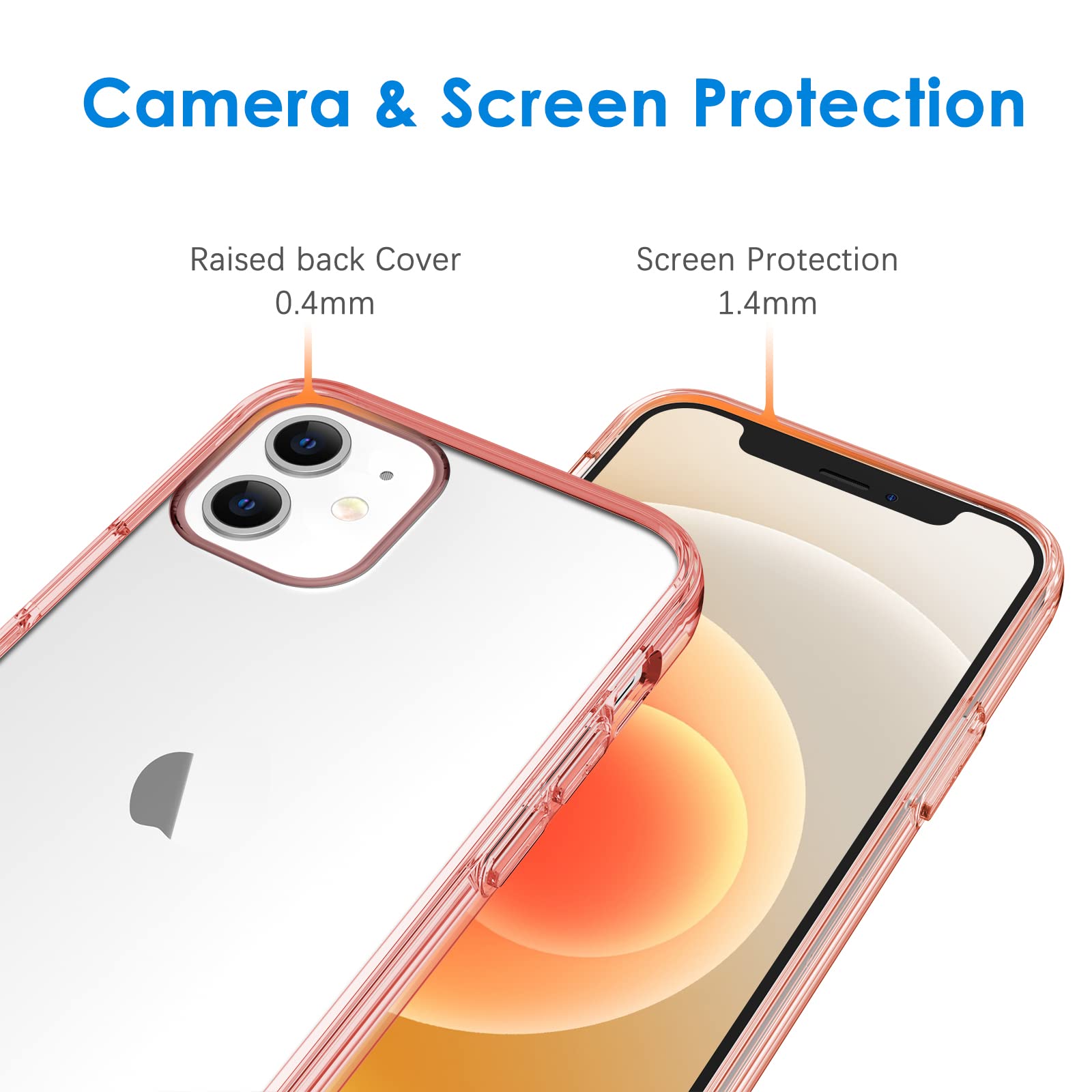 Jetech Case For Iphone 12 Mini 5.4 Inch, Non Yellowing Shockproof Phone Bumper Cover, Anti Scratch Clear Back (Rose Gold)