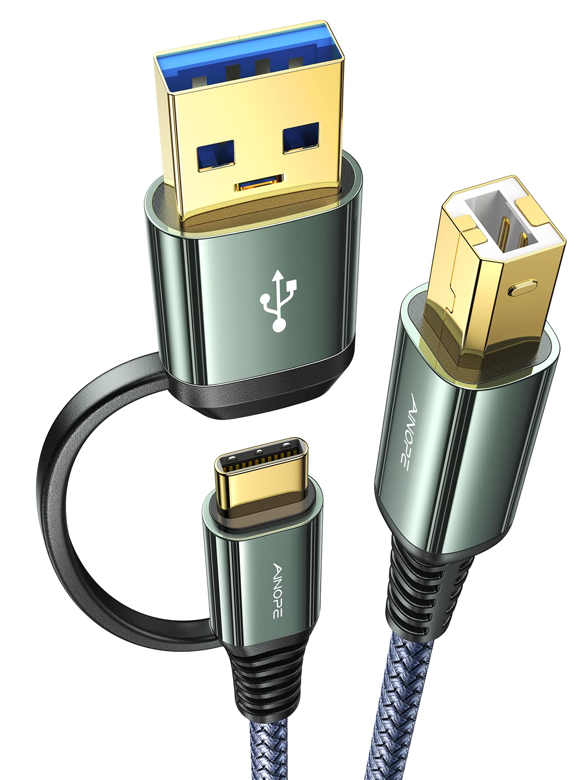 Ainope Printer Cable,[3.3Ft Grey] Usb Printer Cable High Speed For Macbook Pro/Air, Hp Canon Dell Epson Brother