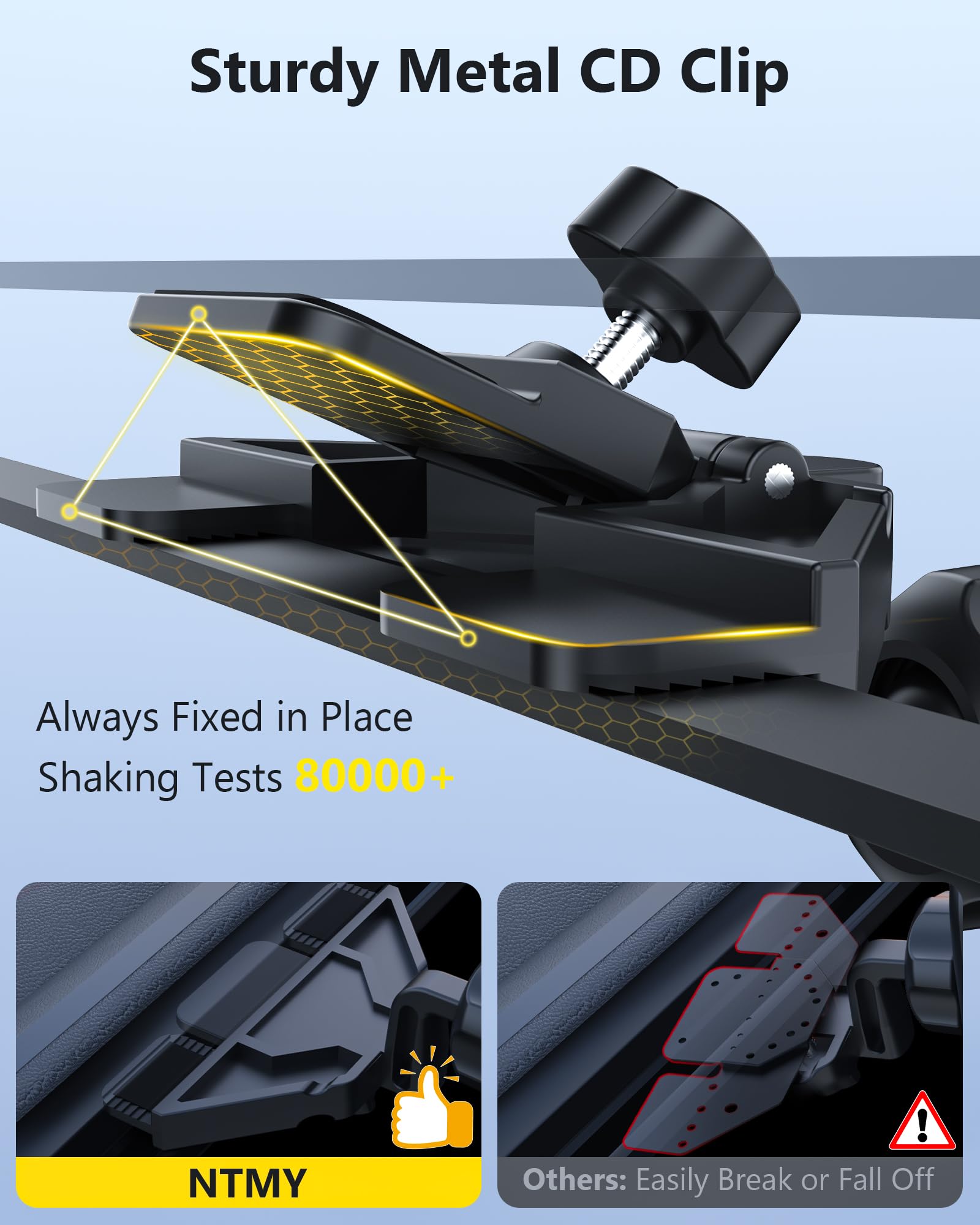 Ntmy Sturdy Cd Slot Phone Mount With One Hand Operation Design, Hands-Free Car Phone Holder Universally Compatible With All Ipho