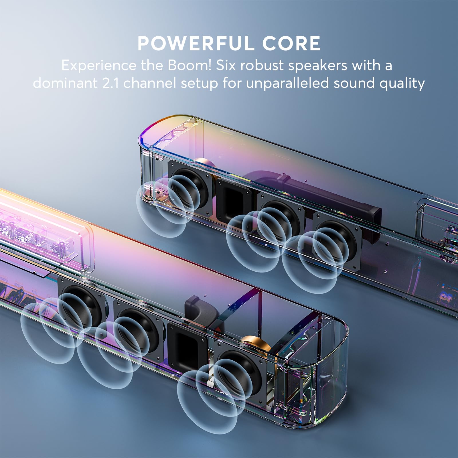Geoyeao Soundbar, 2.1 Ch Sound Bars For Smart Tv With Dolby Atmos, Bluetooth & Hdmi Arc Tv Speaker, 190W 3D Home Theater Surroun