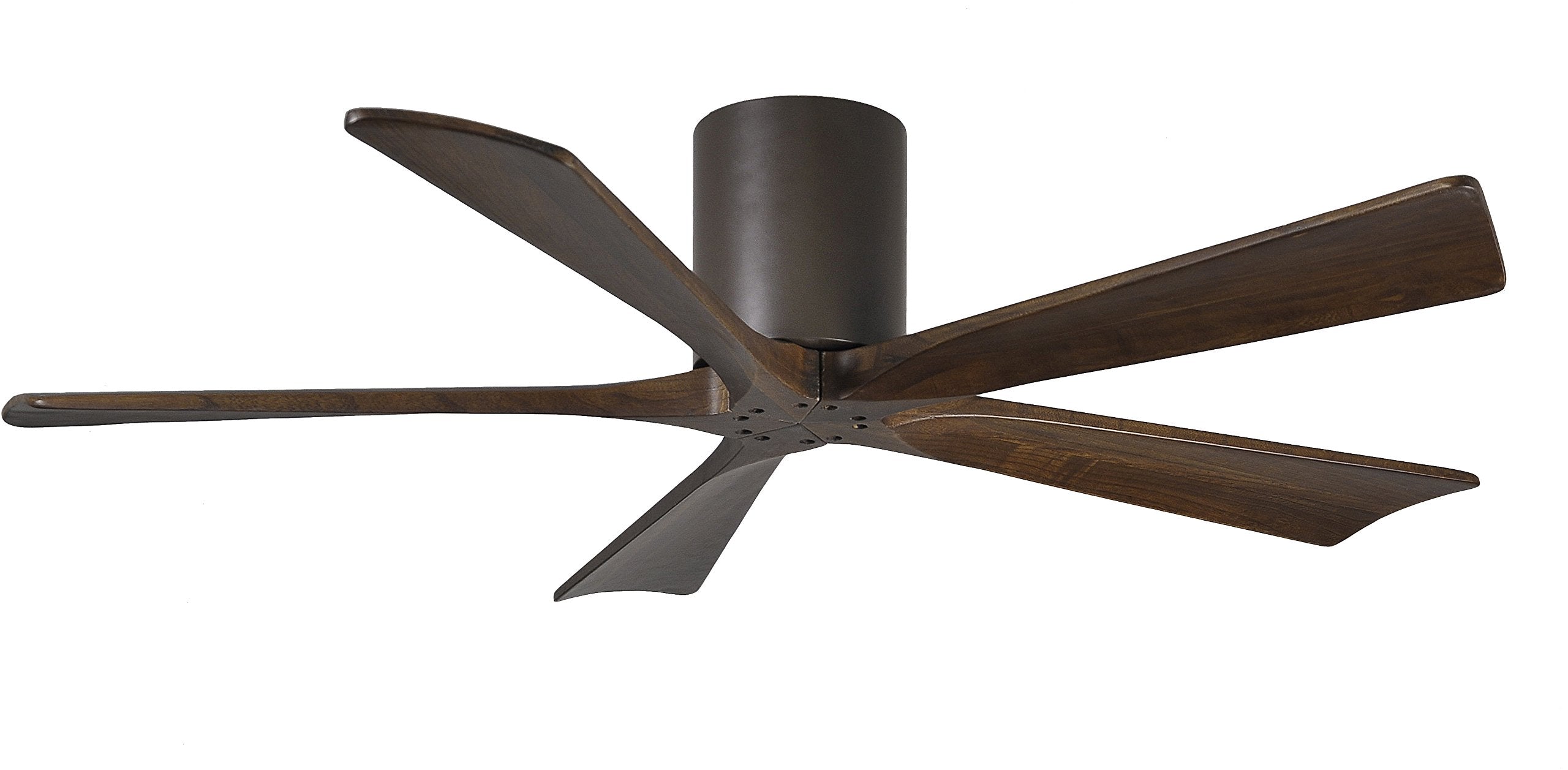 Matthews IR5H-TB-WA-52 Irene Damp Rated 52 Flush Mount Ceiling Fan with Remote & Wall Control, Silent DC Motor, 5 Walnut Tone So