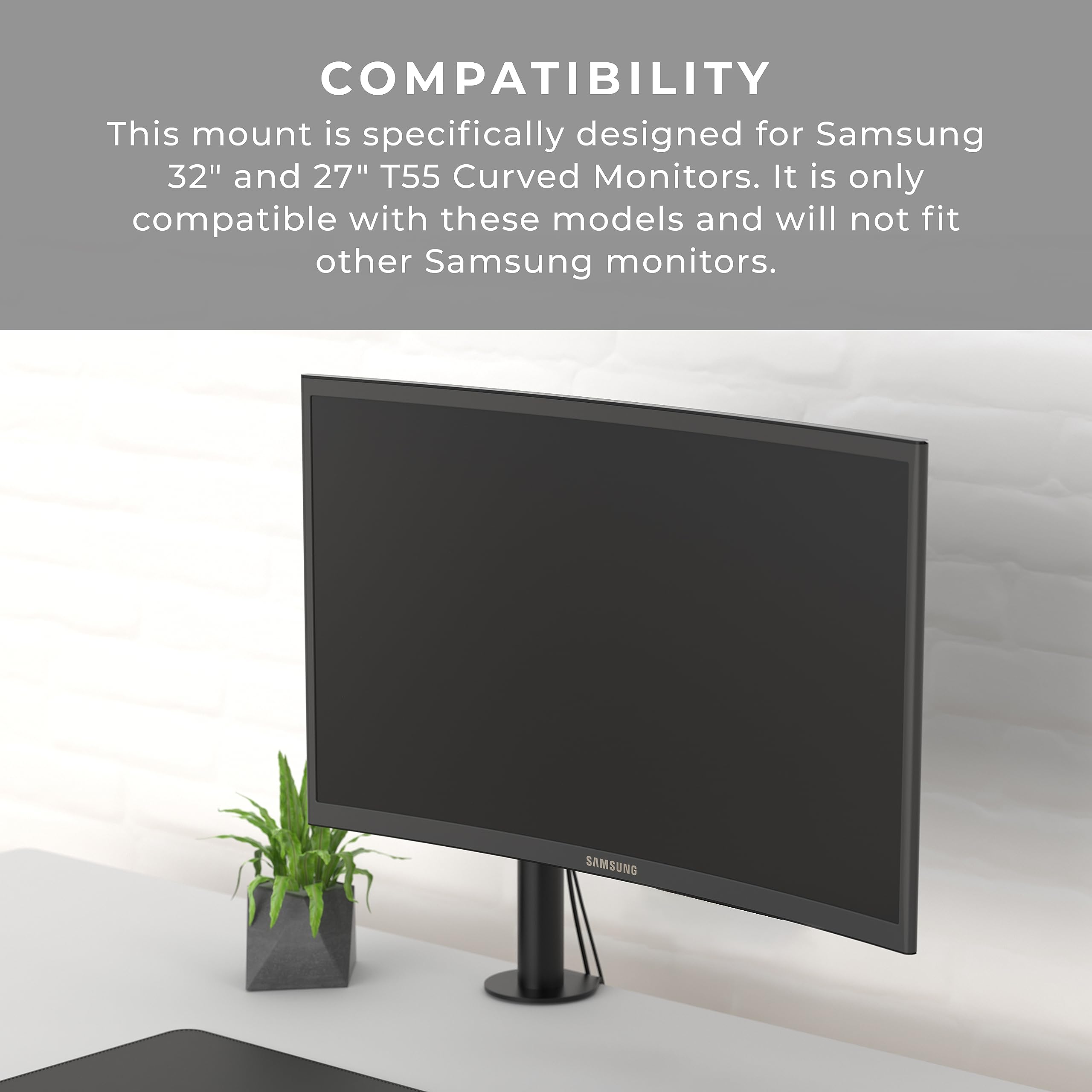 Humancentric Vesa Mount Adapter For Samsung Curved Monitor Mount T55 Series 27� And 32� Monitors, Vesa Adapter Bracket Mounts Monitor To Vesa Stand, Arm, Desk Mount With 75X75 Or 100X100 Mm Plate