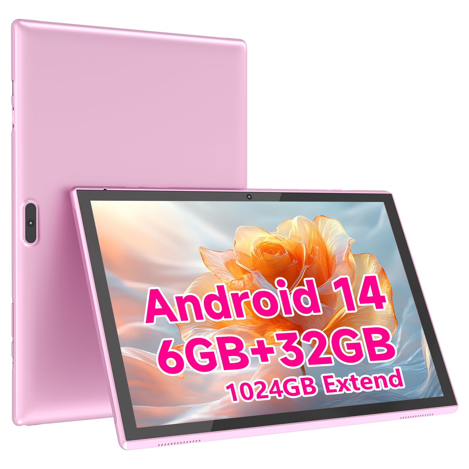 10 inch Tablet Android 14 Tablet PC, 10.1  Android Tablets DDR4 6GB RAM(4GB Expand) 32GB ROM 2MP+8MP Dual Camera WiFi-6 BT Suppo