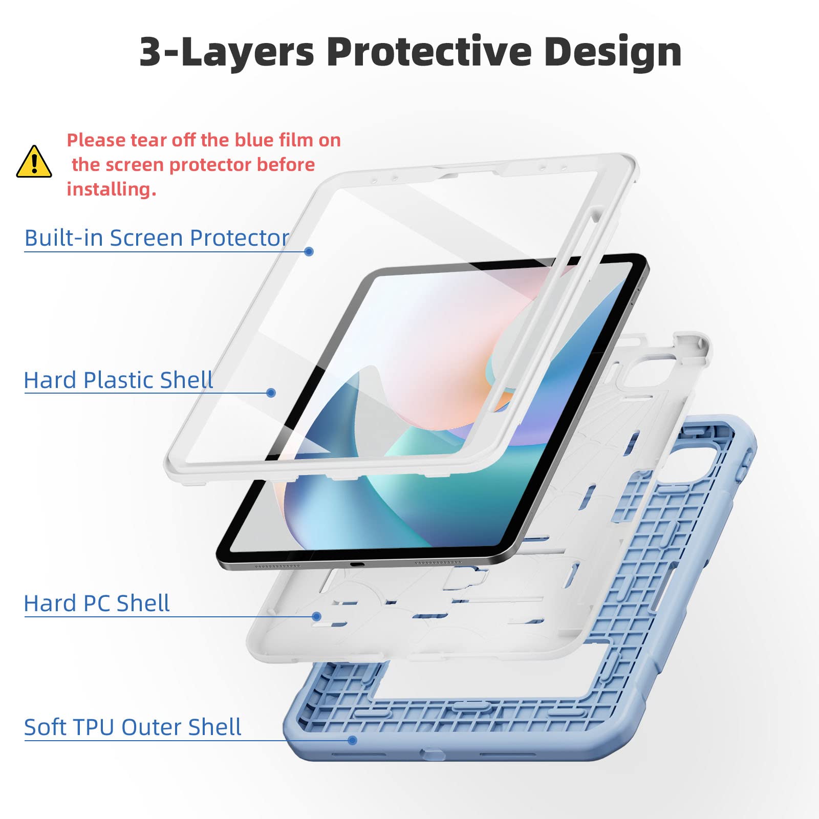 Tsqqst Case For Ipad Pro 11 Inch 4Th/3Rd/2Nd/1St Generation 2022 2021 2020 2018 With Pencil Holder | Rugged Kids Case W/Screen P