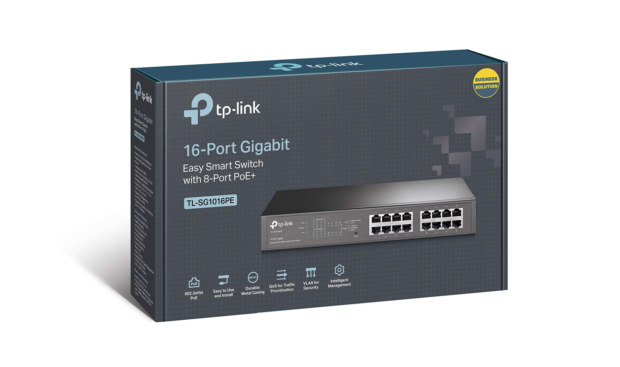 Tp-Link (Tl-Sg1016Pe) 16-Port Gigabit Easy Smart Desktop/Rackmount Switch, 8-Port Poe, Metal