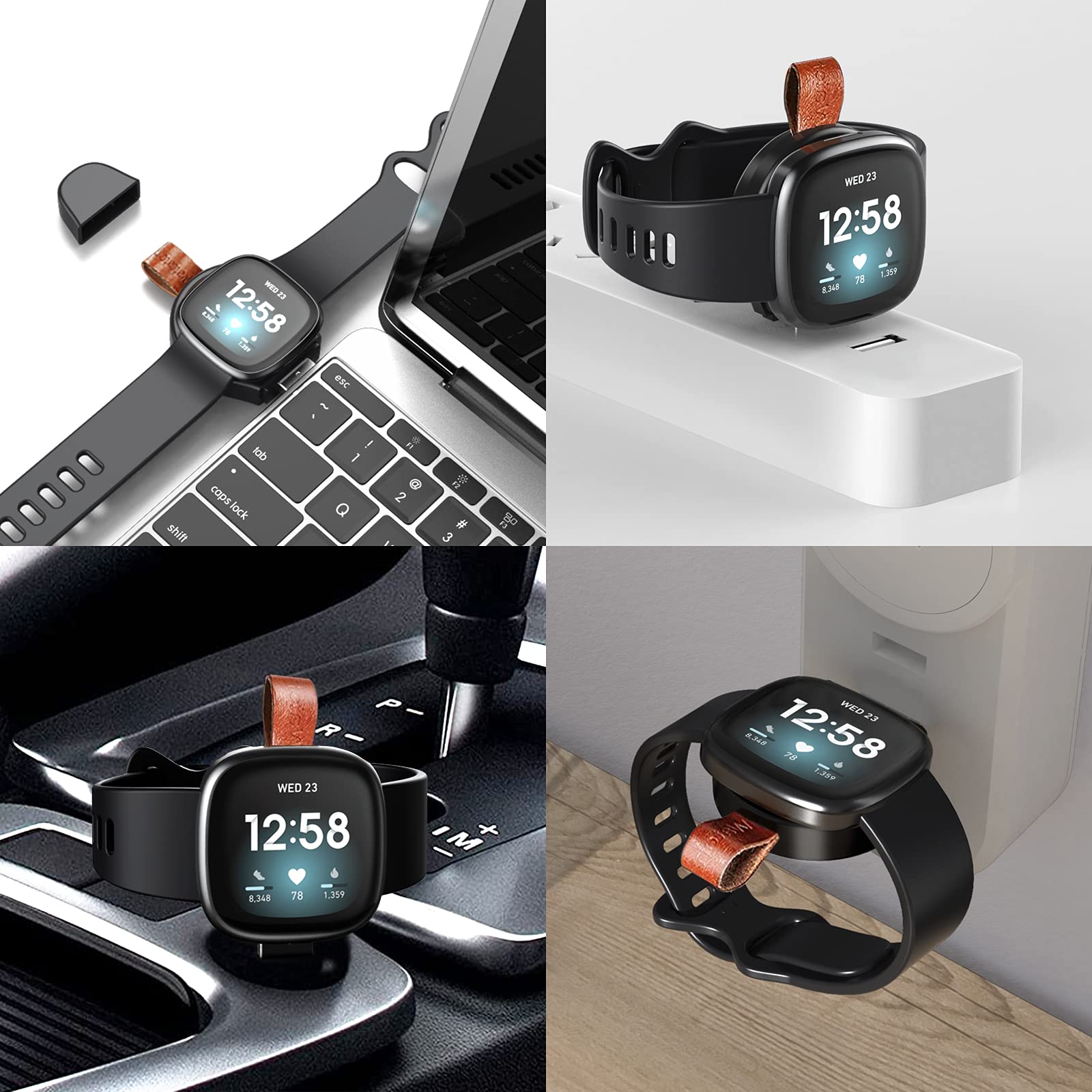 Hkhyoo Charger For Fitbit Versa 3 & Fitbit Sense,Portable Travel Replacement Usb Charging Dock For Fitbit Watch, Magnetic Wirele