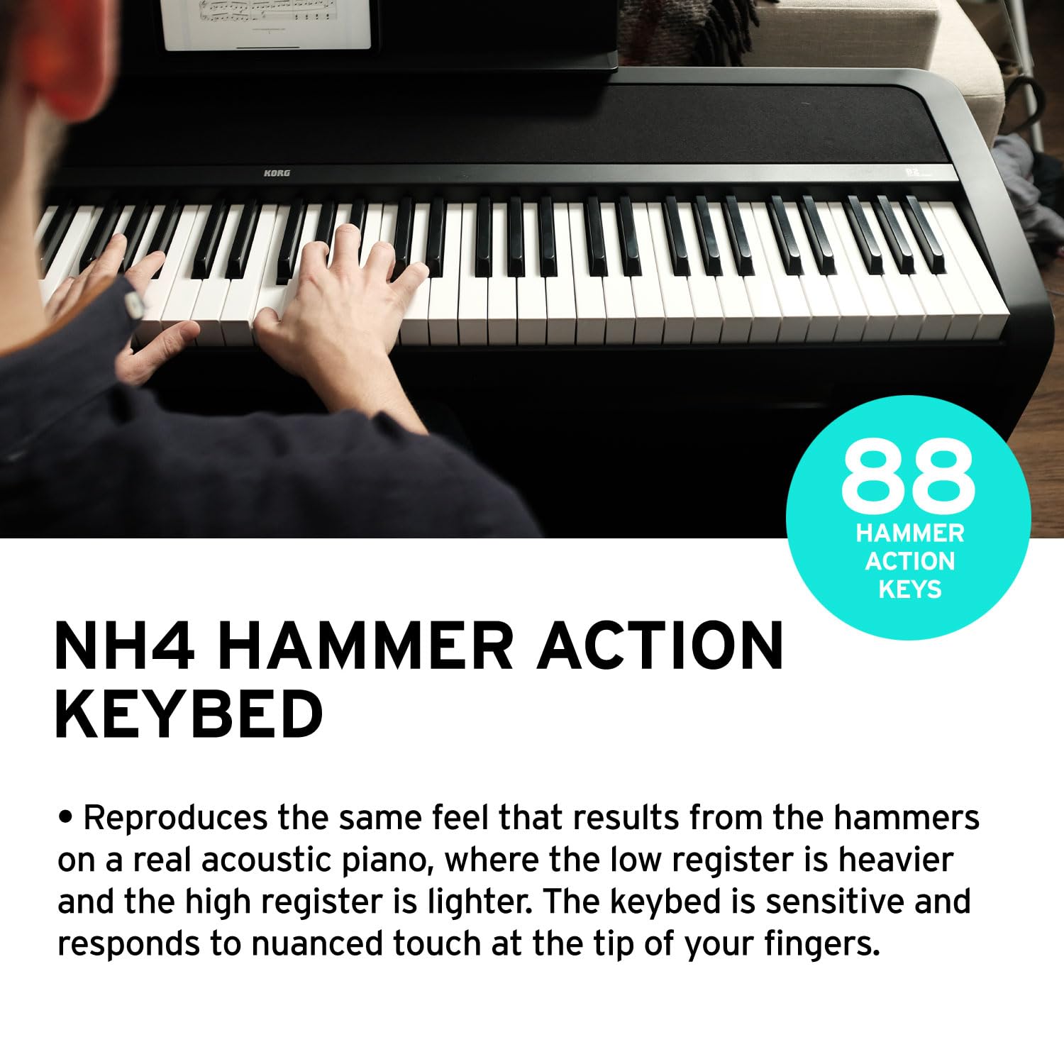 Korg, Portable Digital Piano With 88-Key Full Size Weighted Keyboard, Built-In Speakers, Furniture, Music Stand, And 3-Pedal Uni