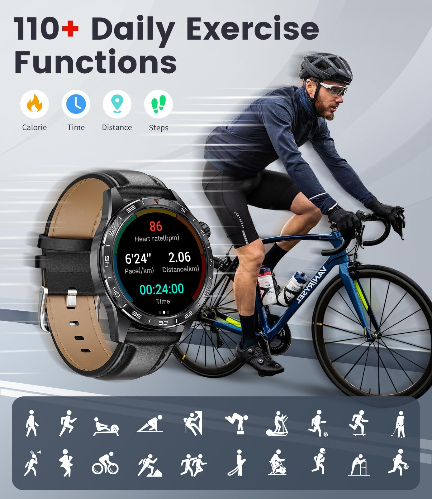 Lige Military Smart Watches For Men(Answer/Make Calls), 1.43 '' Hd Amoled Fitness Tracker With 110+ Sport Modes, 24/7 Heart Rate