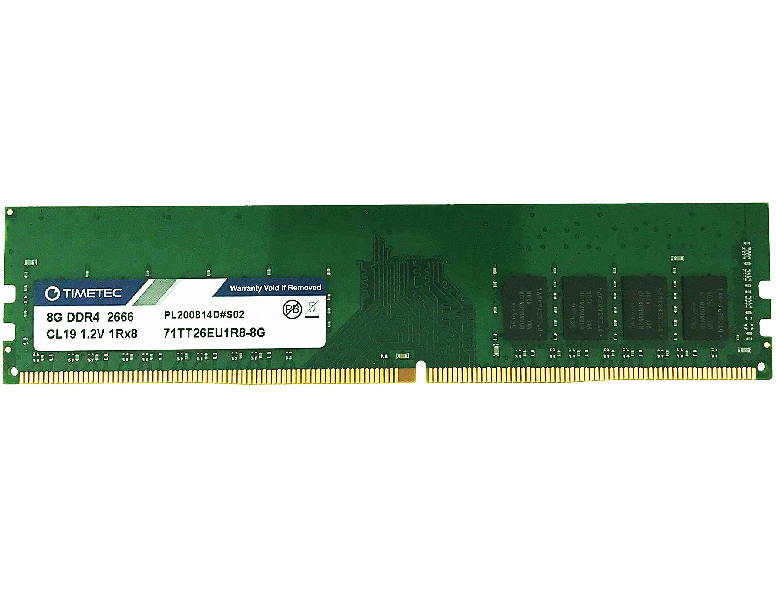 Timetec Hynix Ic 8Gb Ddr4 2666Mhz Pc4 21300 Unbuffered Ecc 1.2V Cl19 1Rx8 Single Rank 288 Pin Udimm Server Memory Ram Module Upg