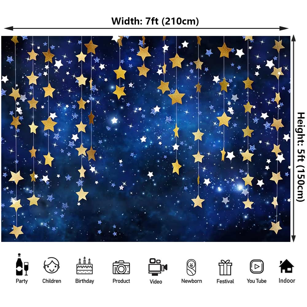 7X5Ft Twinkle Twinkle Little Star Backdrops Navy Blue Galaxy Starry Sky Gold Glitter Little Star Photography Background Adults N