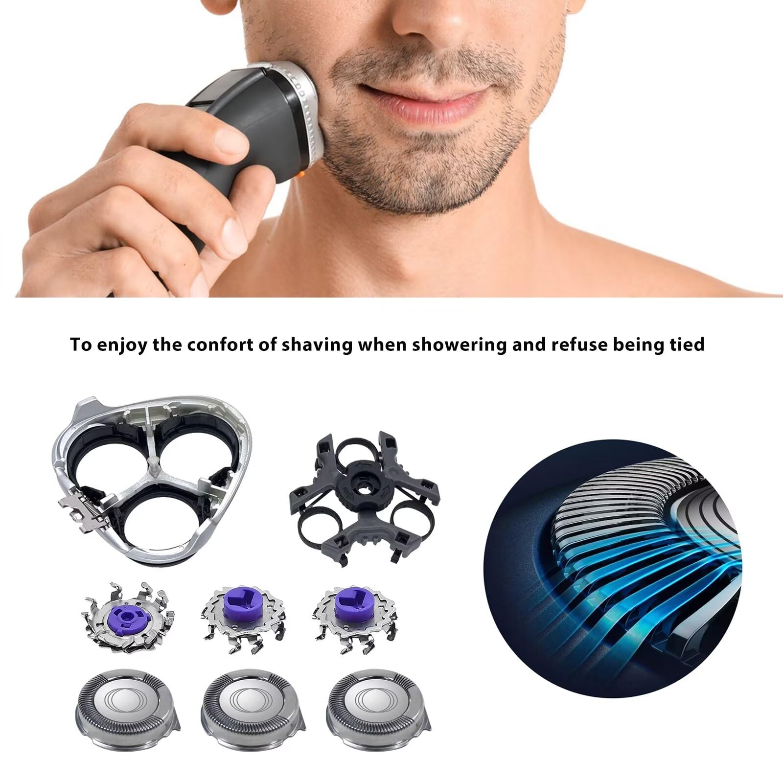 Replacement Complete Head Assembly For Philips Norelco At750, At751, At752, At753, At790, At810, At811, At814, At815, At890, At8