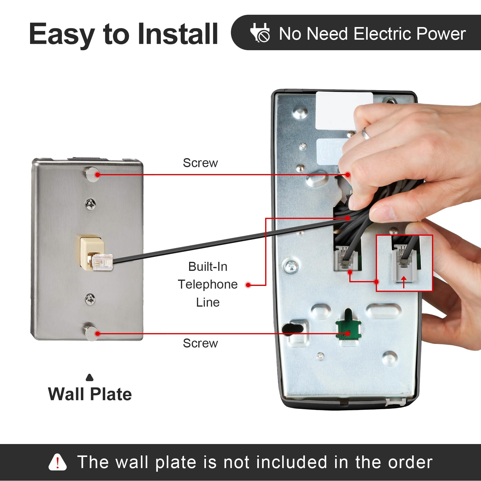 Sangyn Retro Wall Phones For Landline With Mechanical Ringer Corded Telephone Wall Mounted With Indicator Waterproof Old Style L