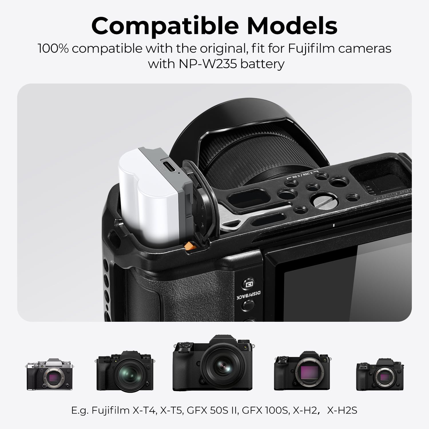 K&F Concept 2 Pack 2400Mah Np W235 Battery With 2.5H Type C Fast Charging, Usb C Fuji Xt5 Battery Compatible With Fujifilm X T5,