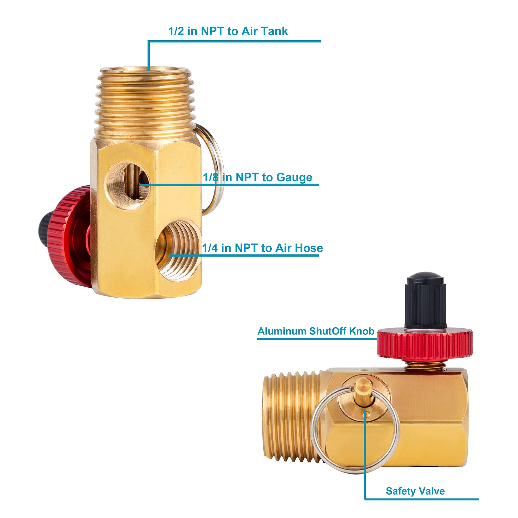 Breezliy 5 Feet Air Tank Repair Kit W/Safety Valve,Performance Tool W10058 Air Tank Repair Kit,Air Tank Valve Kit With Pressure