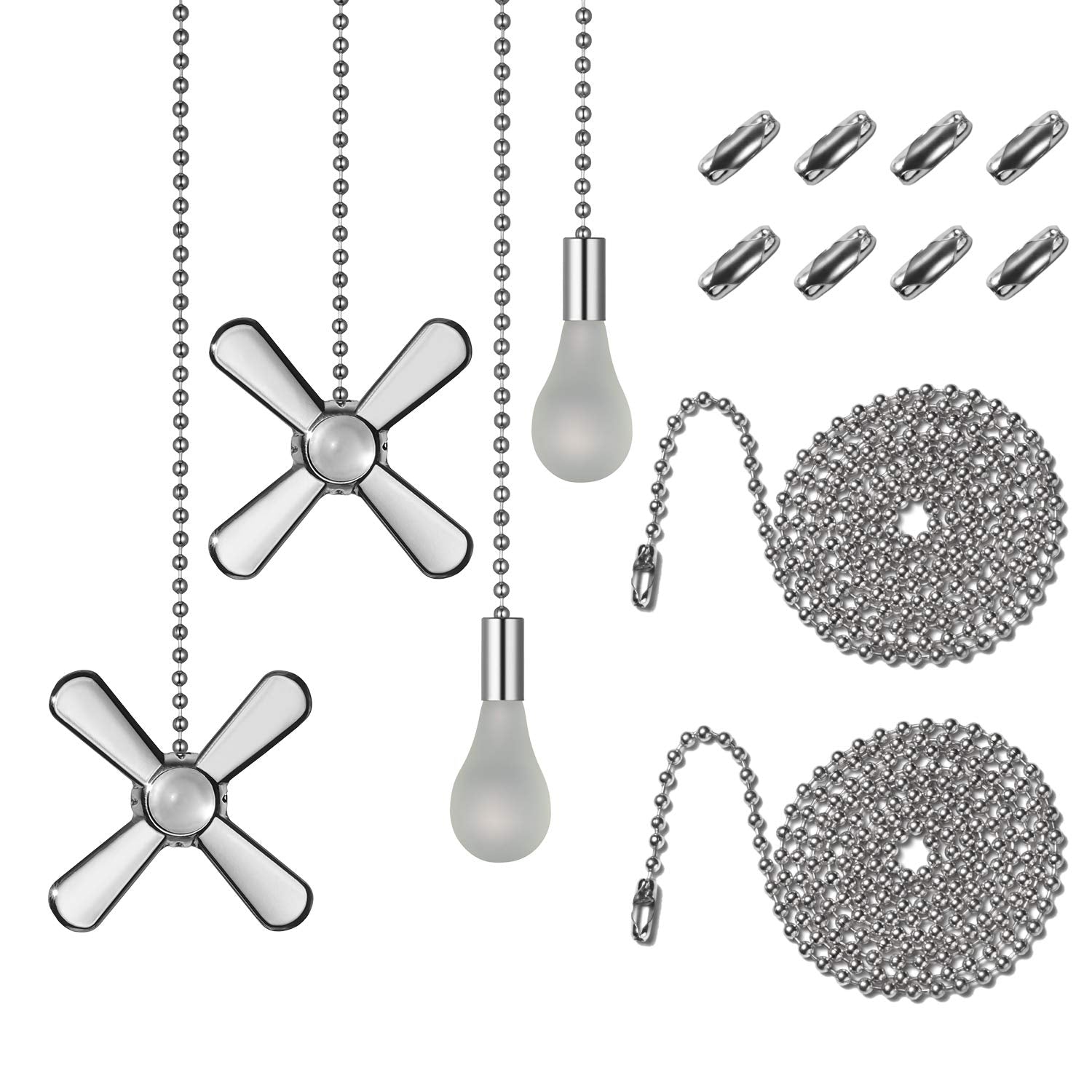 Generic Elfcab Ceiling Fan Pull Chain Set, Including 4Pcs Beaded Ball Fan Pull Chain Pendant, Extra 8Pcs Pull Loop Connectors, 2