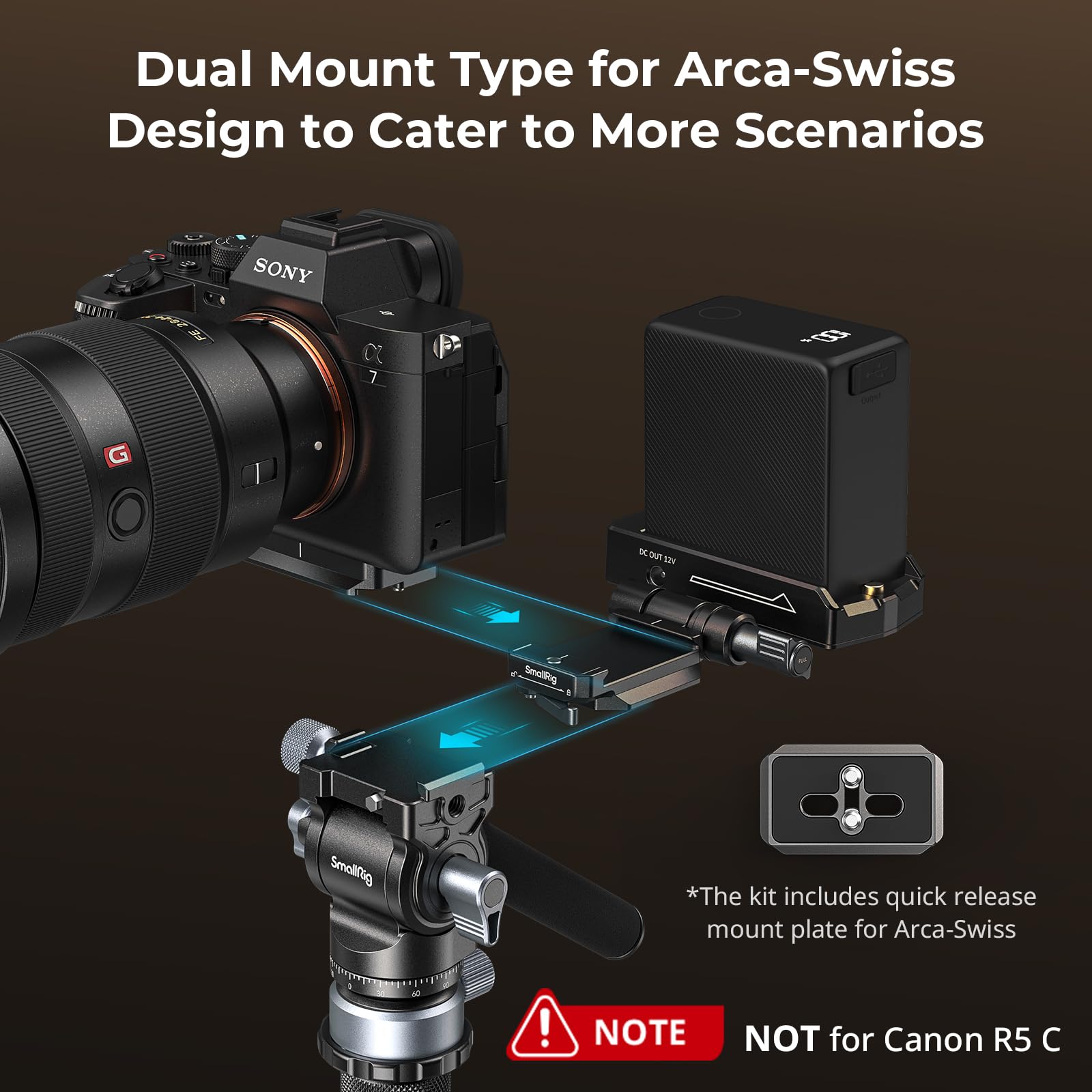 Smallrig Np-F Battery Plate With Quick Release Plate For Arca-Swiss, Dual Dc Output Ports, Compact & Foldable Np-F Battery Adapt