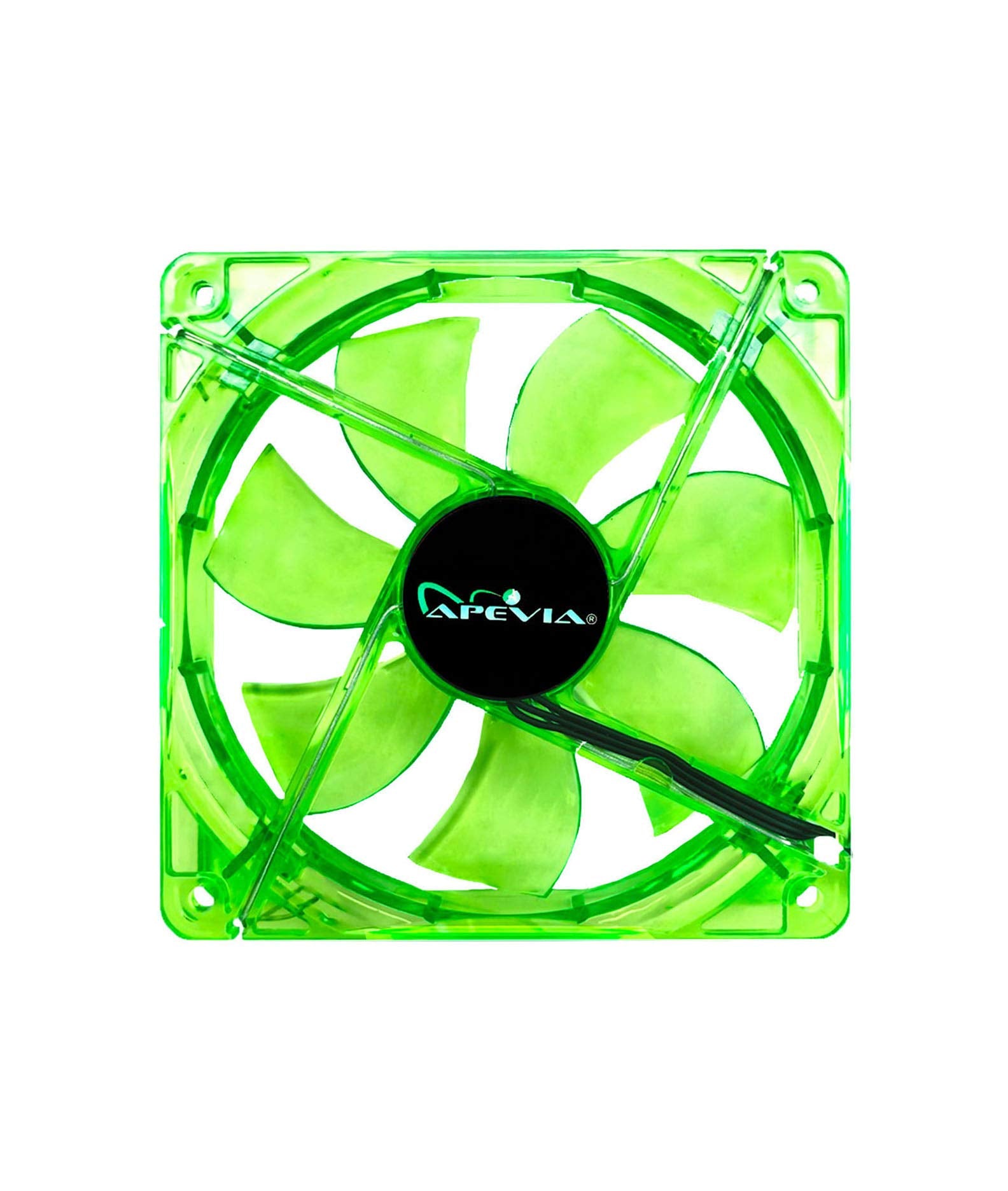 Apevia Af212L Gn 120Mm 4Pin Molex + 3Pin Motherboard Silent Green Led Case Fan (2 Pk)