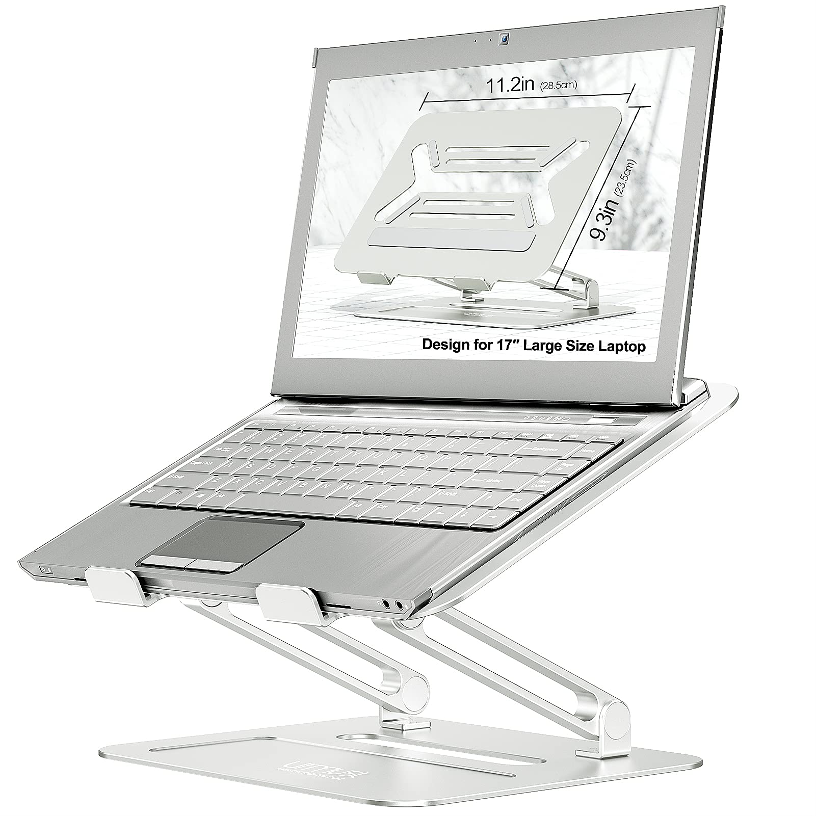 Urmust Adjustable Laptop Stand For Desk Aluminum Computer Stand For Laptop Riser Holder Notebook Stand Compatible With Macbook Air Pro Ultrabook All Laptops 11 17 Inch (Silver)