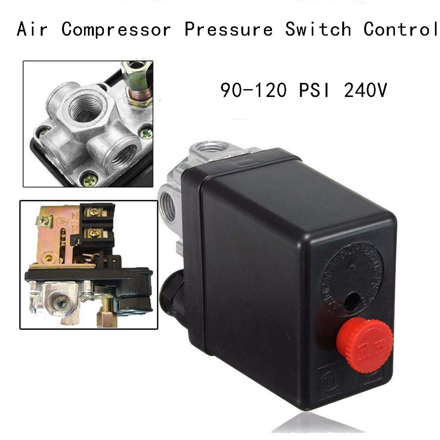 Wadoy Central Pneumatic Air Compressor Pressure Switch Control Valve Upgraded Replacement For Parts 90 120 Psi 240V 4 Way Air Co