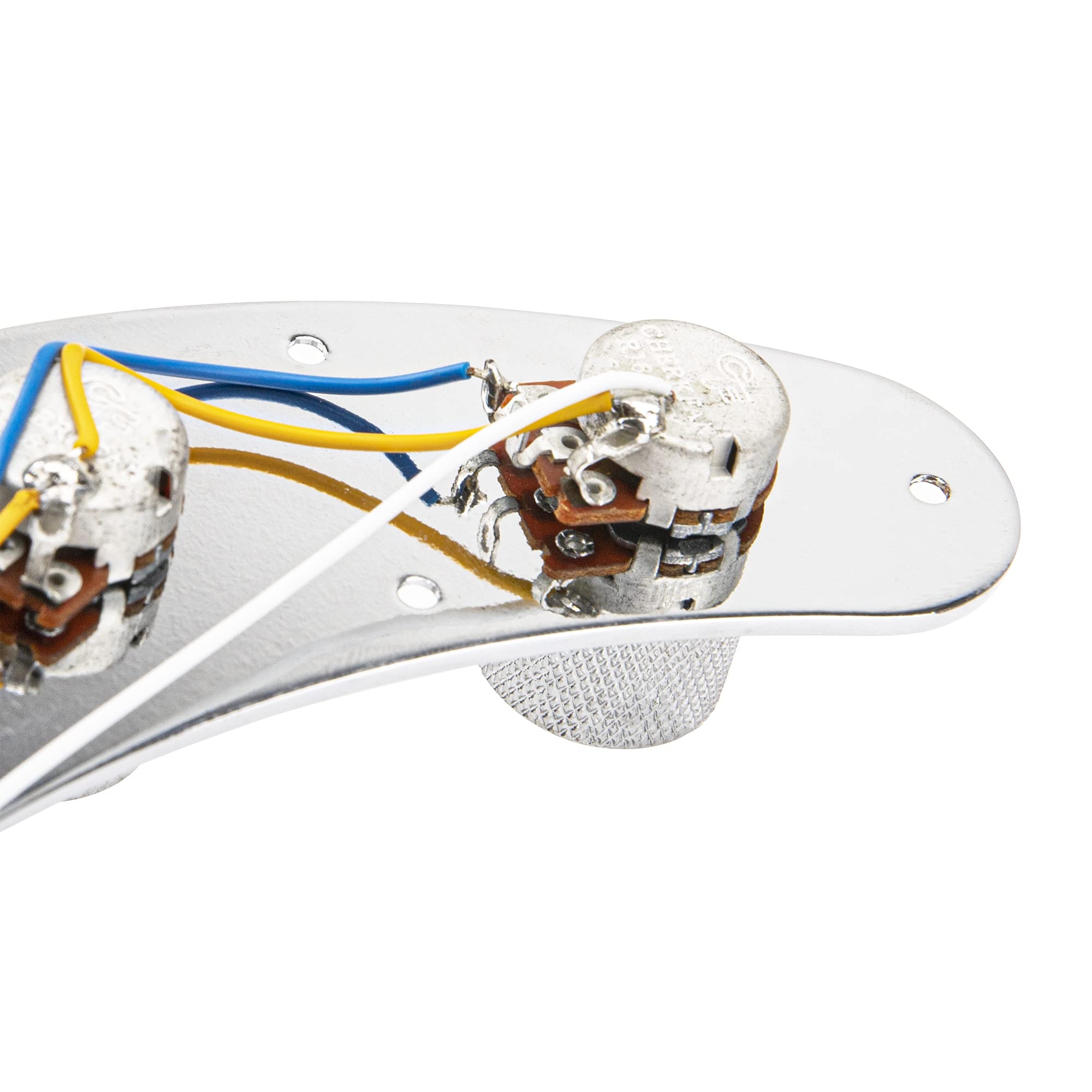 1Pcs Yootones Prewired Bass Switch Control Plate Wired Loaded Control Plate With Switch Knob Compatible With Electric Bass (Silv