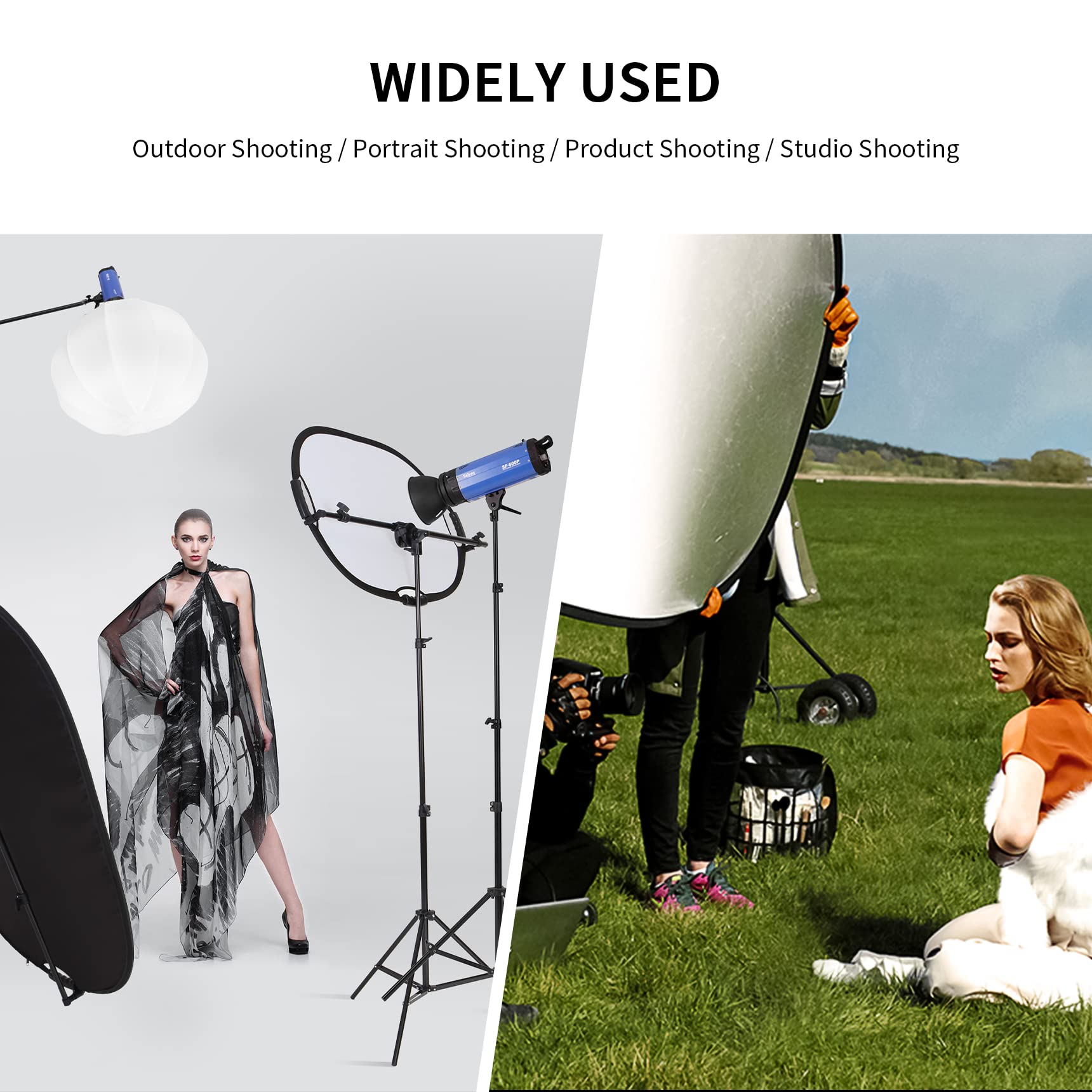 Selens Photography Reflector Stand Kit, 24X36 Inches 5 In 1 Reflectors With 78 Inches Light Stands And Extendable Holder Arm Cli