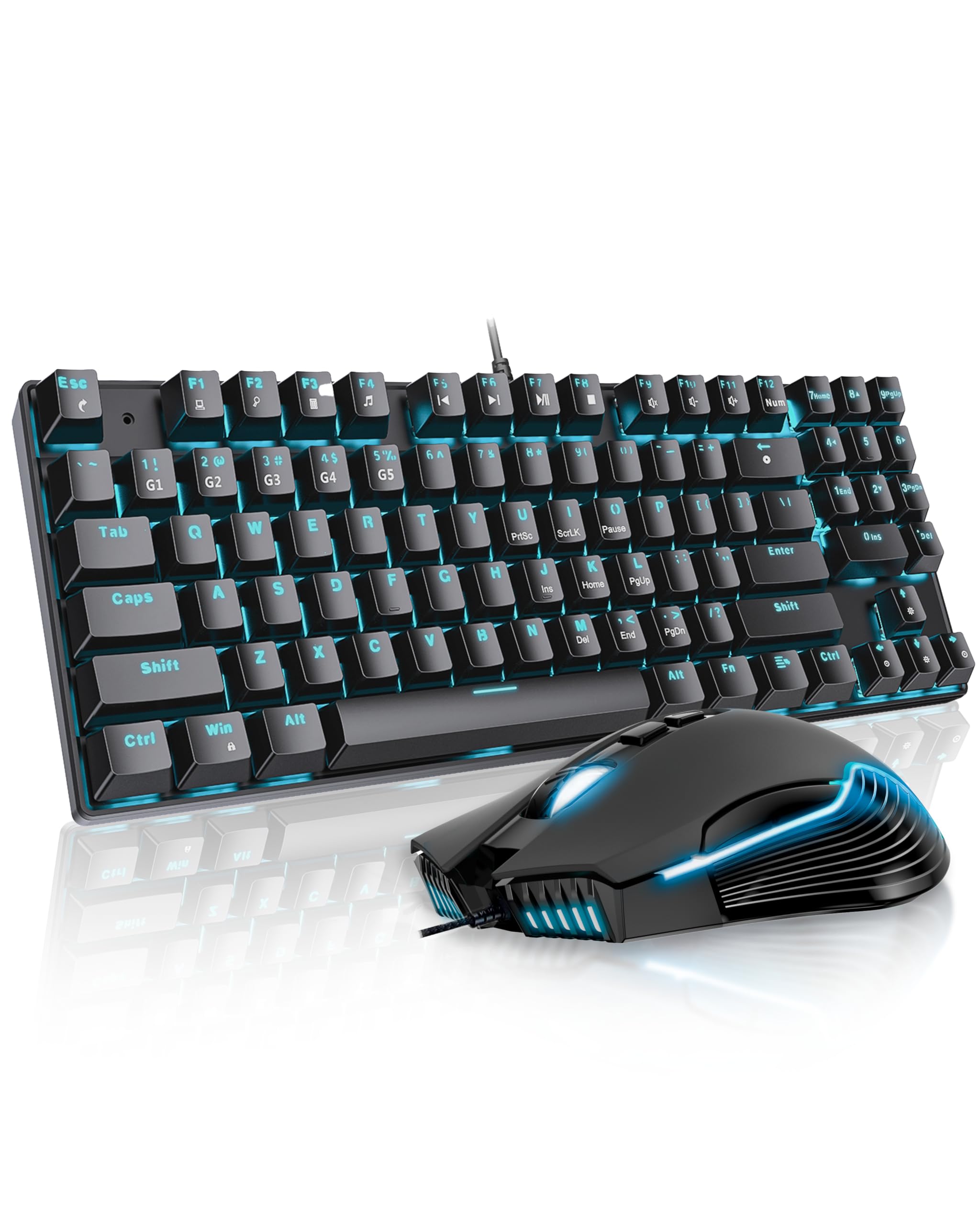 Aimzone Keyboard And Mouse, Wired Ergonomic Gaming Keyboard And Mouse Combo, 80% Mechanical Keyboard, 89 Multimedia Keys, 6400 D