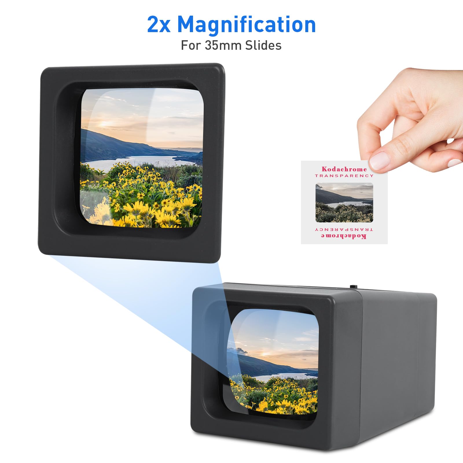 35 Mm Film & Slide Viewer, 2X Led Illuminated Viewing Slide Projector For Old Slides And 35Mm Film Negatives(2 Aaa Batteries Inc