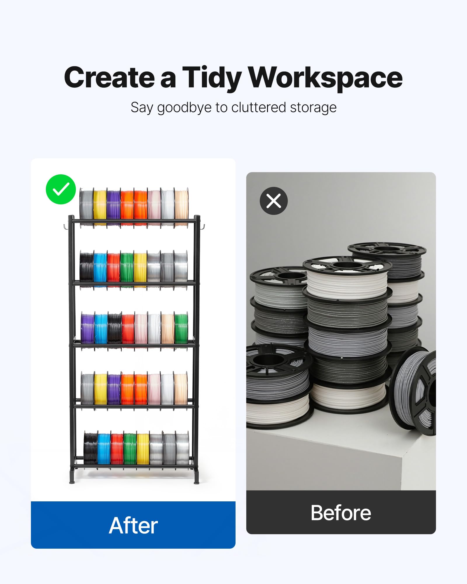 Vevor 3D Printer Filament Storage Rack, 5 Tier Heavy Duty Storage Shelves For 3D Printing Filaments, Filament Spool Holders Rack