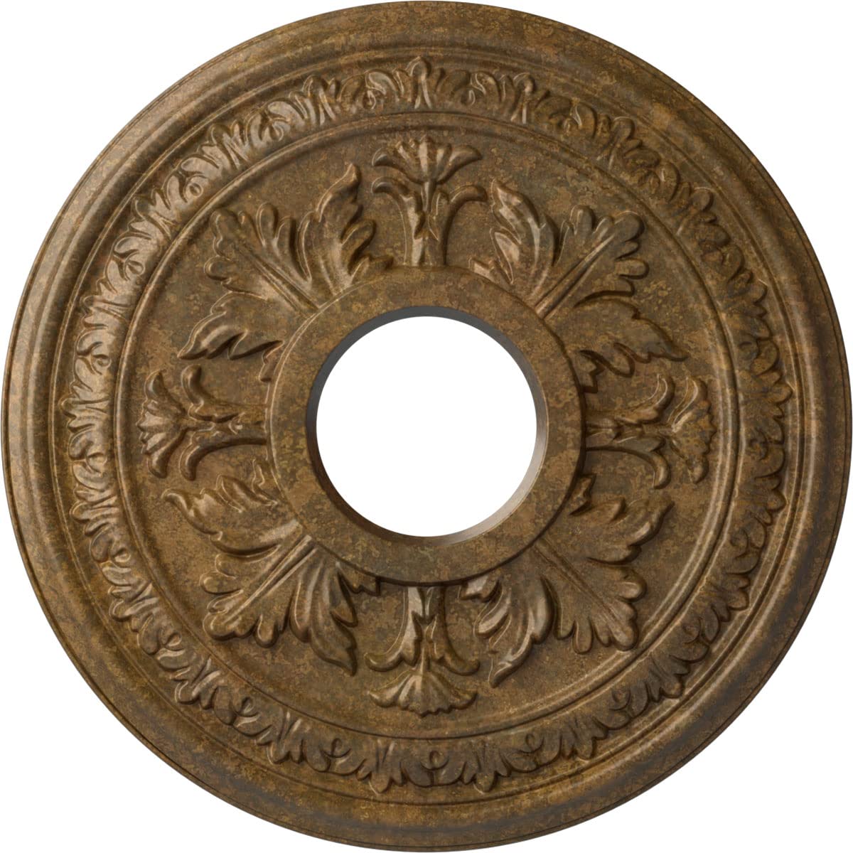15 3/8OD x 4 1/4ID x 1 1/2P Baltimore Ceiling Medallion (Fits Canopies up to 5 1/2), Hand-Painted Rubbed Bronze