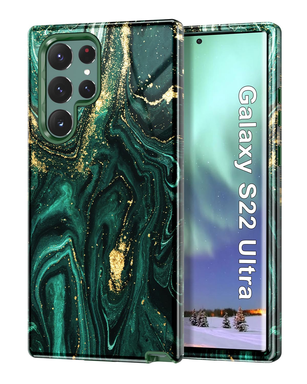 Btscase for Samsung Galaxy S22 Ultra 5G Case, Marble Pattern 3 in 1 Heavy Duty Shockproof Full Body Rugged Hard PC+Soft Silicone