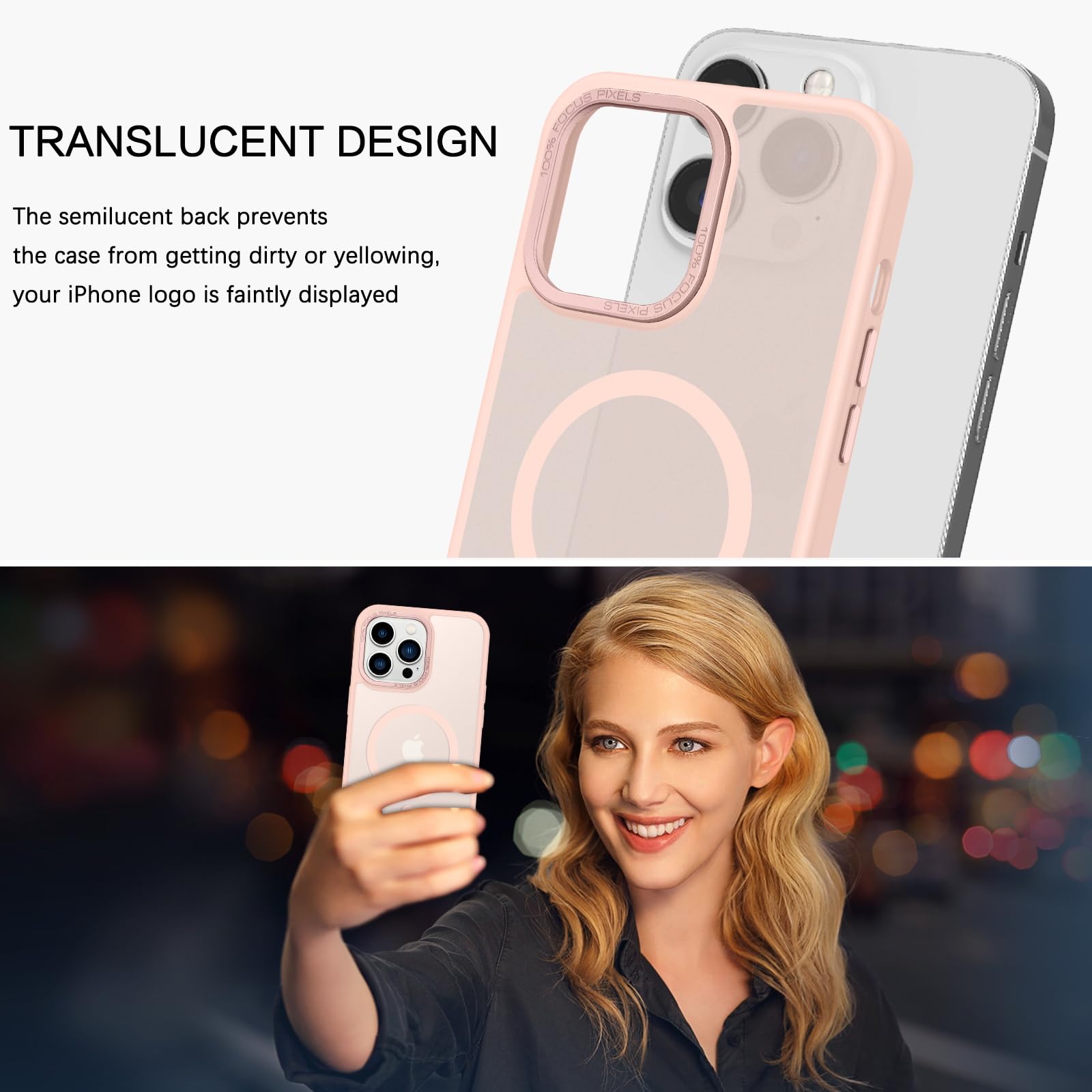 Bentoben Magnetic For Iphone 13 Pro Case, Phone Case Iphone 13 Pro[Compatible With Magsafe] Translucent Matte Slim Shockproof Wo