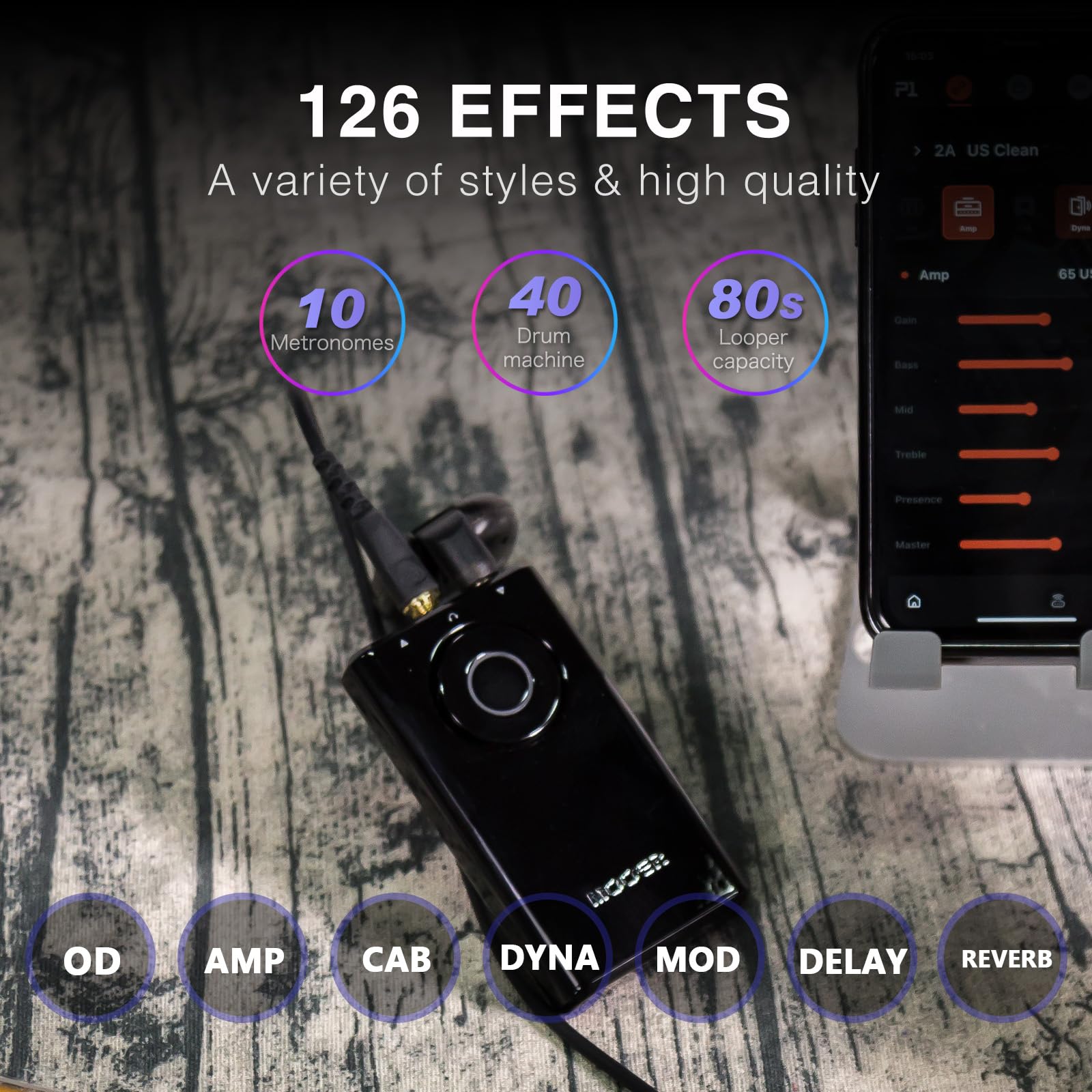 Mooer Prime P1 Guitar Multi Effects Processor, Bass Guitar Pedals With Tuner, Amp, Metronome For Practice And Performance