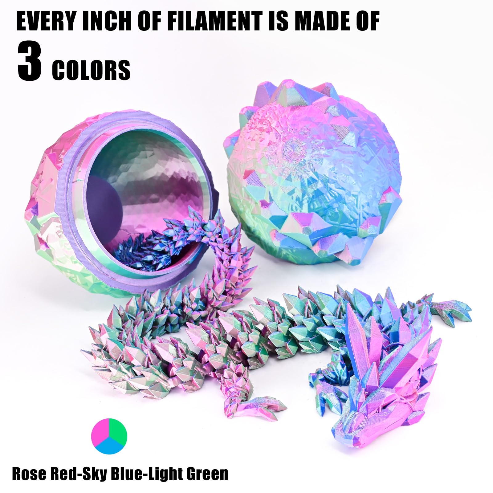 Ovv3D Pla Filament 1.75Mm Tri Colors, 3D Printer Filament Silk Pla Filament, Rainbow Pla Filament With Silk Pla Sky Blue Rose Re