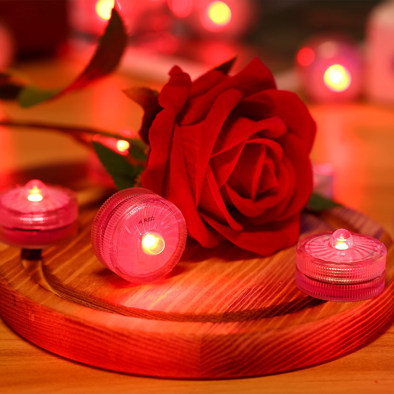 Hl Submersible Led Light,Red Small Led Light,100 Hours Waterproof Flameless Led Lights Battery Powered For Wedding Home Vase Fes