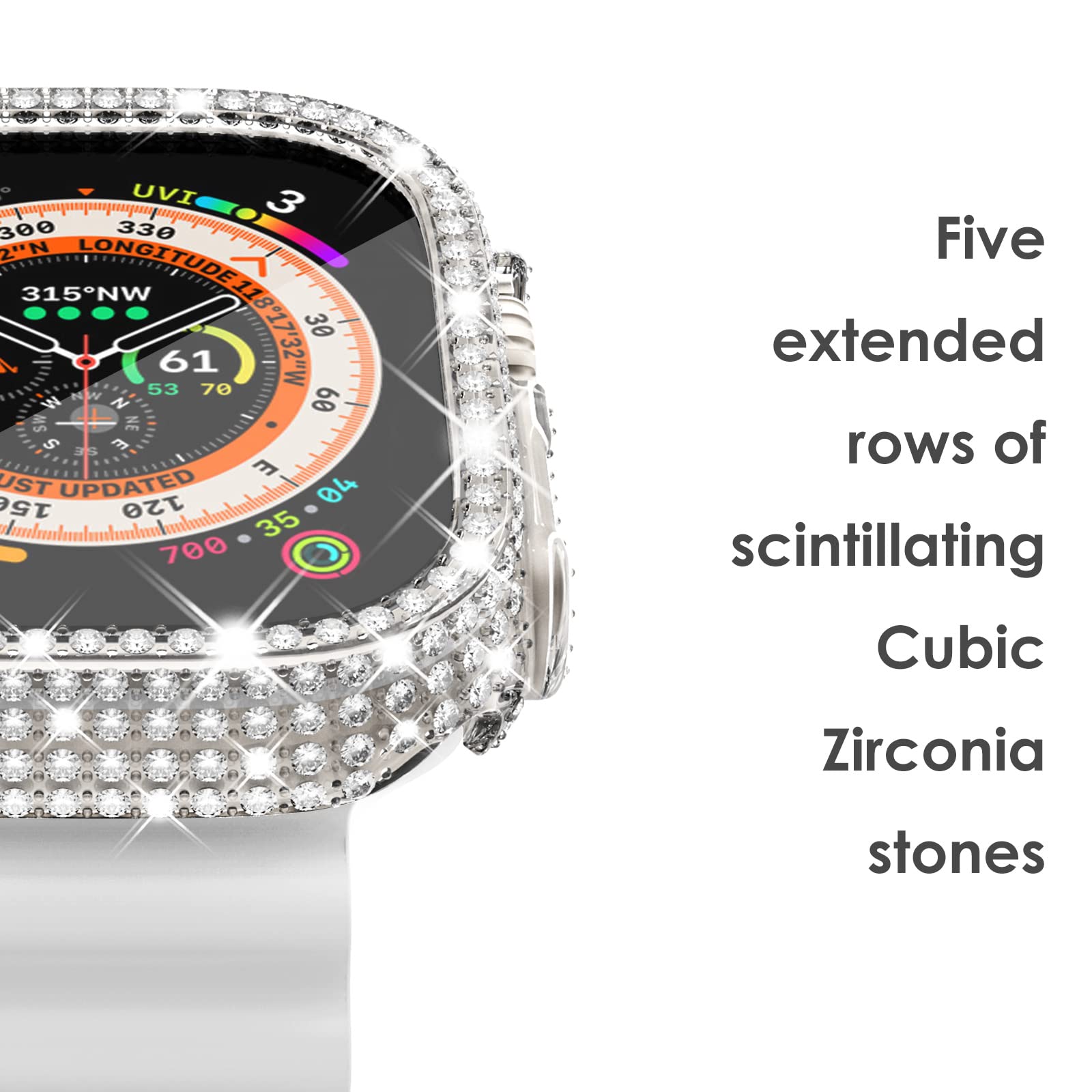 [2+1] Surace 49Mm Case Compatible For Apple Watch Ultra 49Mm Screen Protector Case, 400 Diamonds With Screen Protector Bling Cas