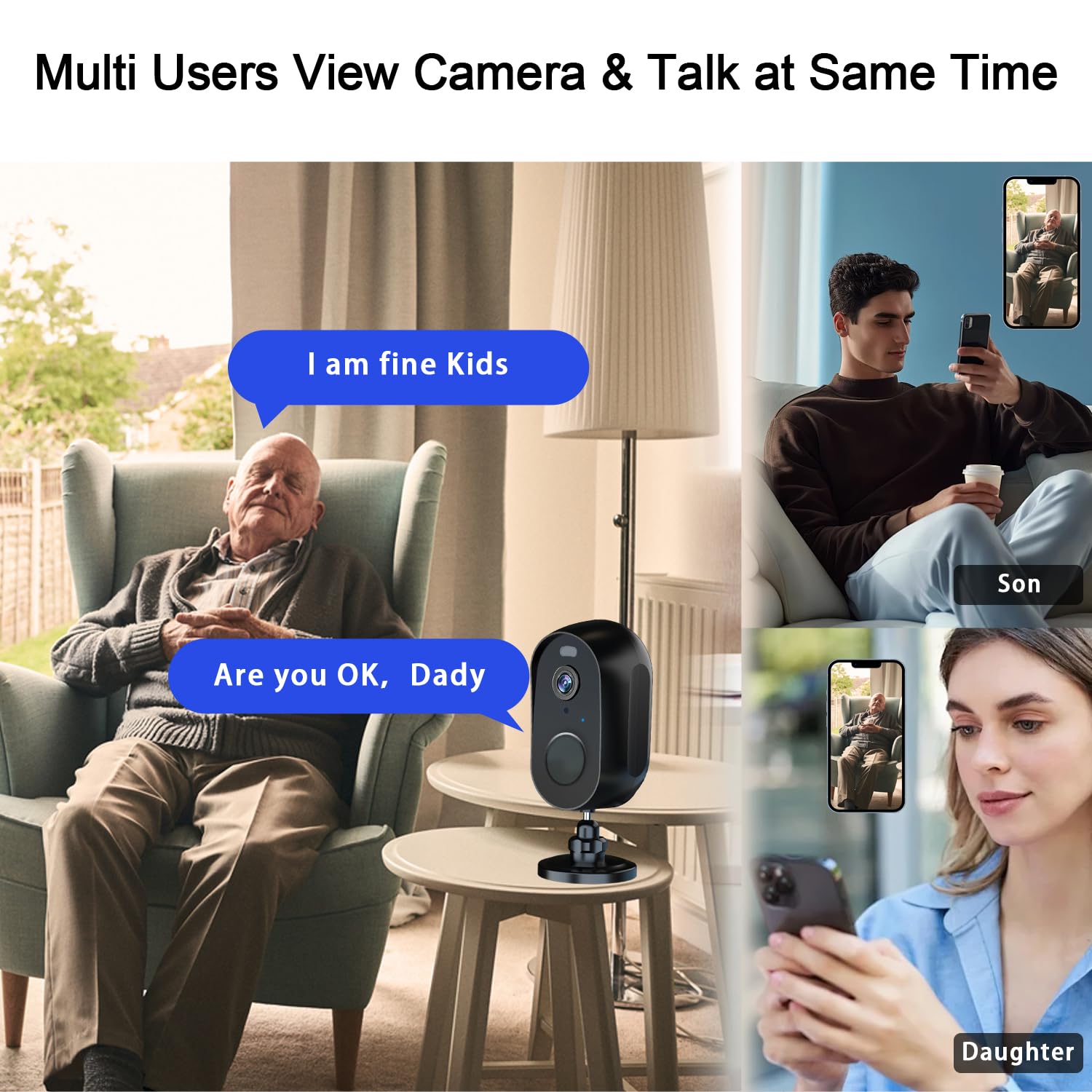 Letscee Wireless Battery Cameras Outdoor.Indoor Outdoor Home Security Cameras, With Night Version,Motion Detection,2 Way Audio,W