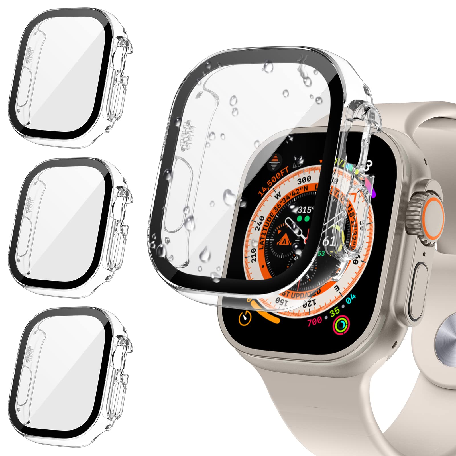 Tensea [3PCS for Apple Watch Screen Protector Case Ultra 3 / Ultra 2 / Ultra 49mm Accessories, iWatch Protective Face Cover for 