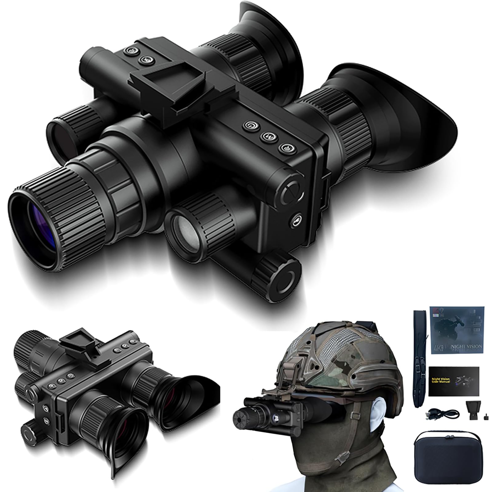 4K Night Vision Monocular - Helmet-Mounted NVG Goggles, Head-Mounted Infrared Night Vision w/ 1968ft Range, 58MP Photos, 4K Vide
