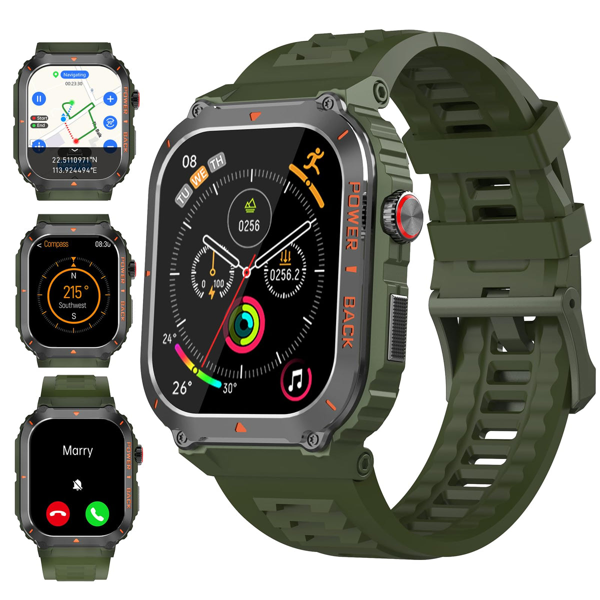 Military Smart Watch With Gps And Map(Answer/Make Call), Smartwatches With Health Monitor, Compass/Altitude/Air Pressure,100+ Sp