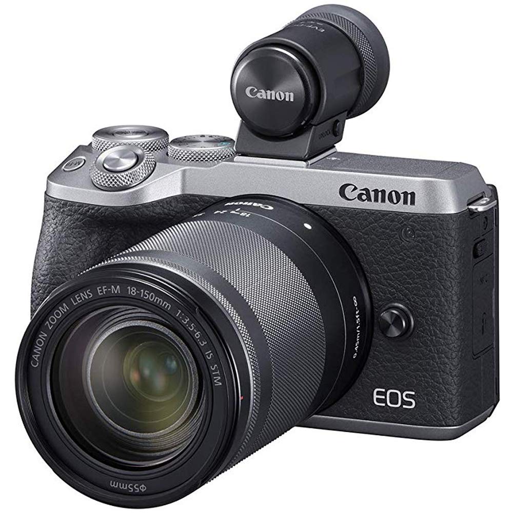 Canon Mirrorless Camera [EOS M6 Mark II] for Vlogging + EF M 18 150mm Lens + EVF Kit|CMOS (APS C) Sensor| Dual Pixel CMOS Auto Focus| Wi Fi |Bluetooth| 4K Video, Silver