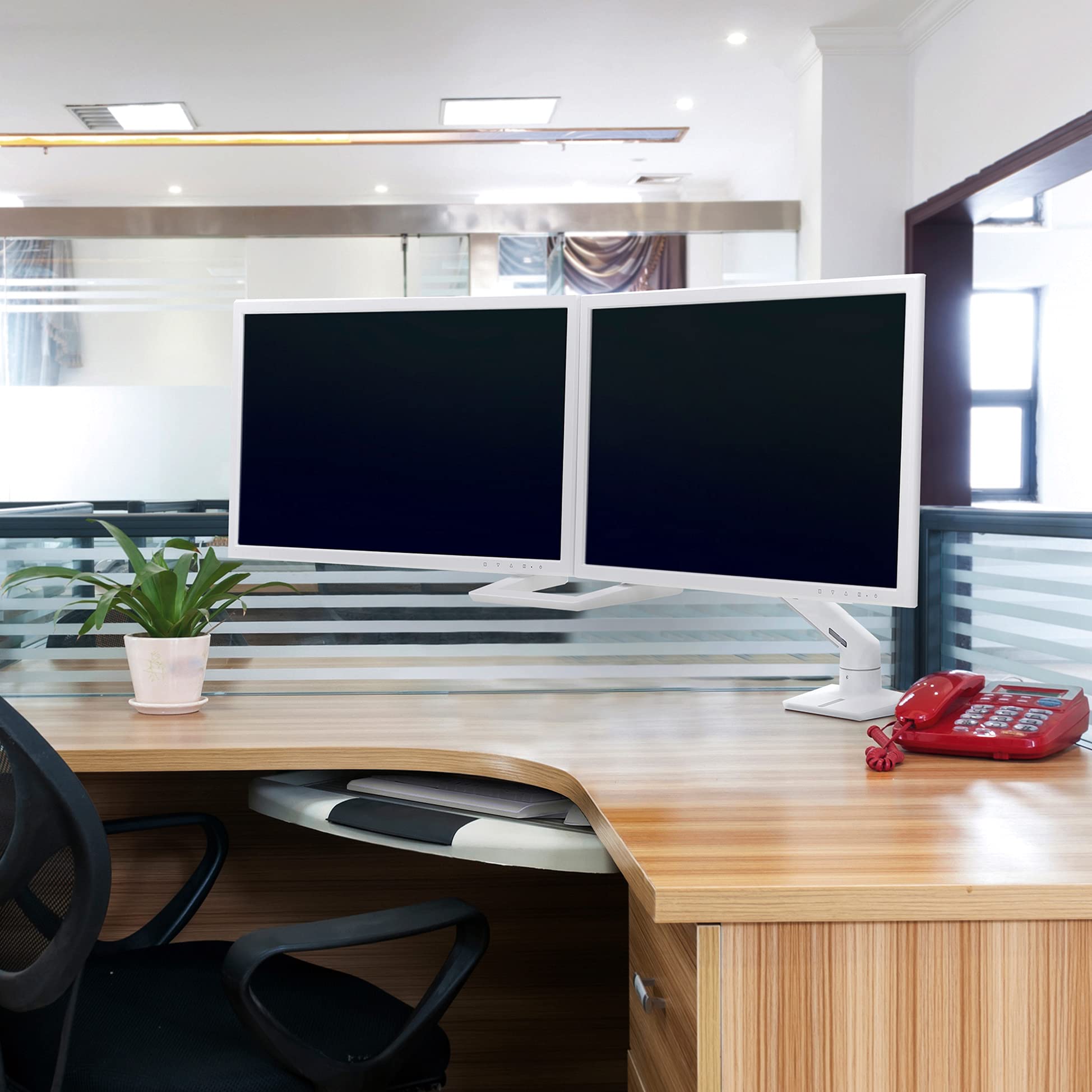 Ergotron � HX Dual Monitor Arm, VESA Desk Mount � for 2 Monitors Up to 32 Inches, 5 to 17.5 lbs Each � White