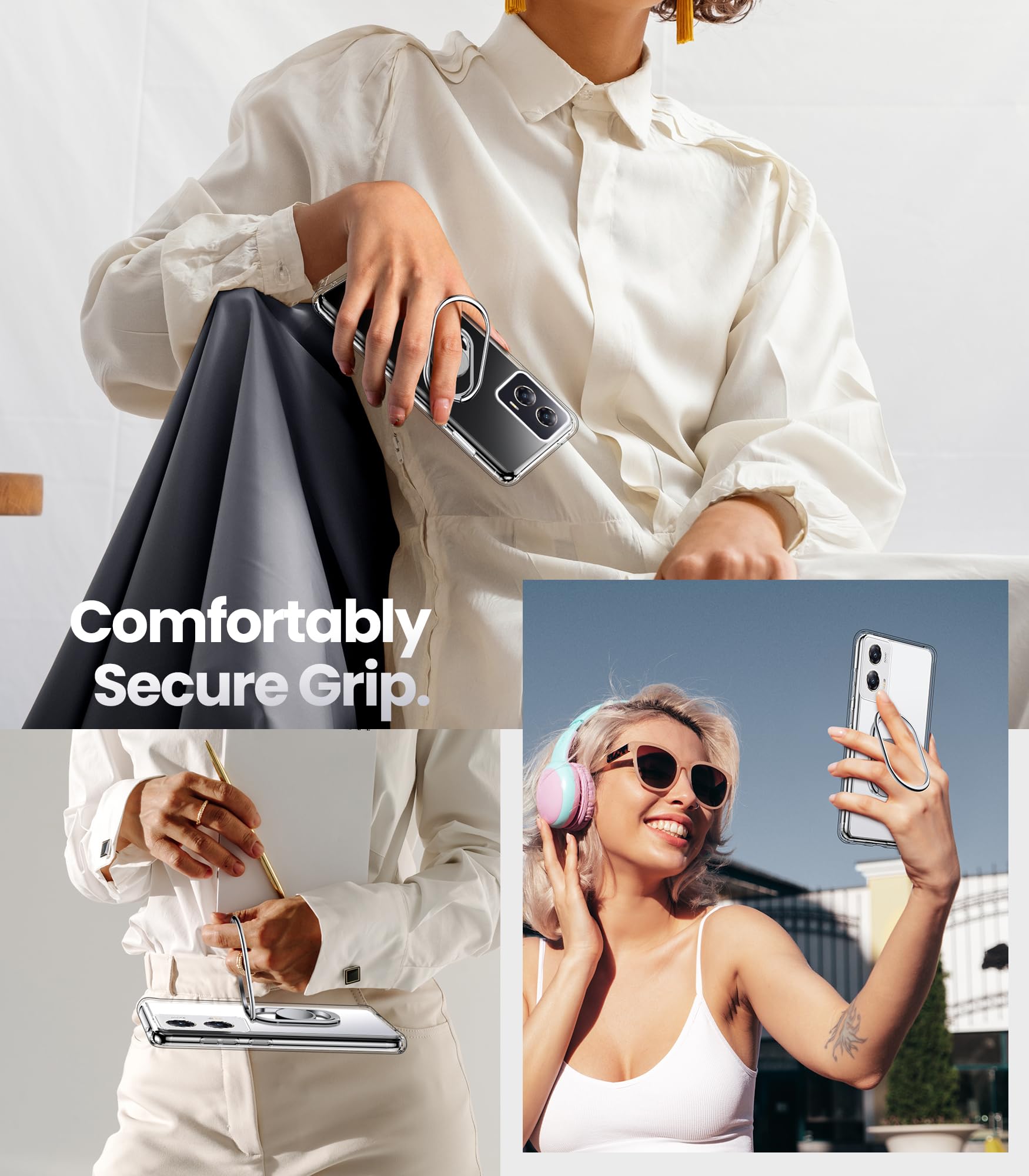 Shields Up For Moto G Stylus 5G 2024 Case With Stand, Phone Case Clear With Double Ring Holder [Adjustable & Foldable] Shockproo